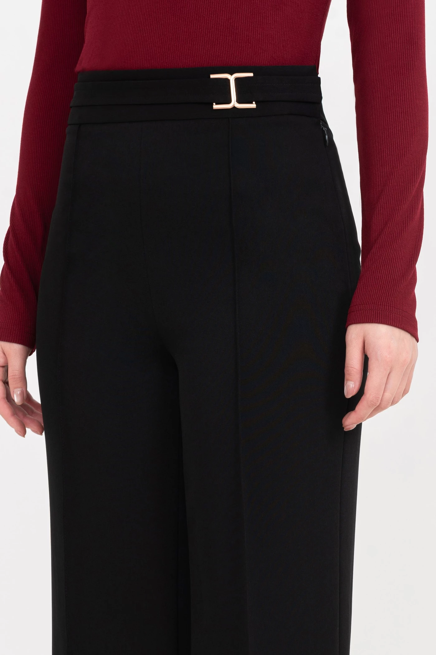 Quần dài ống suông phối đai