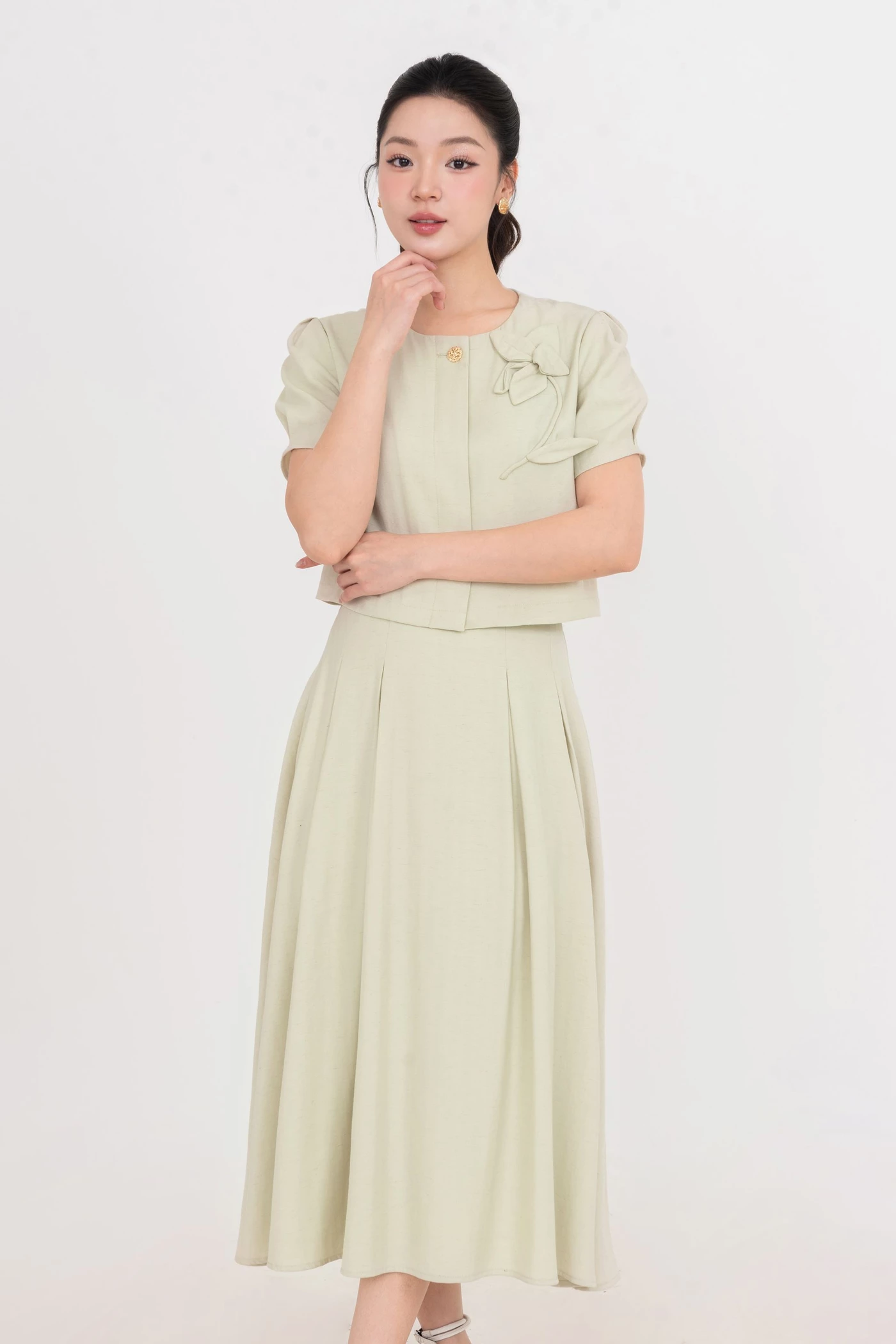 Chân váy xếp ly dài Soft Flow