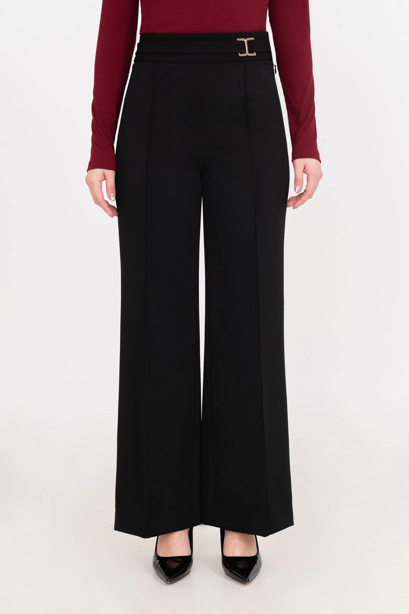 Quần dài ống suông phối đai