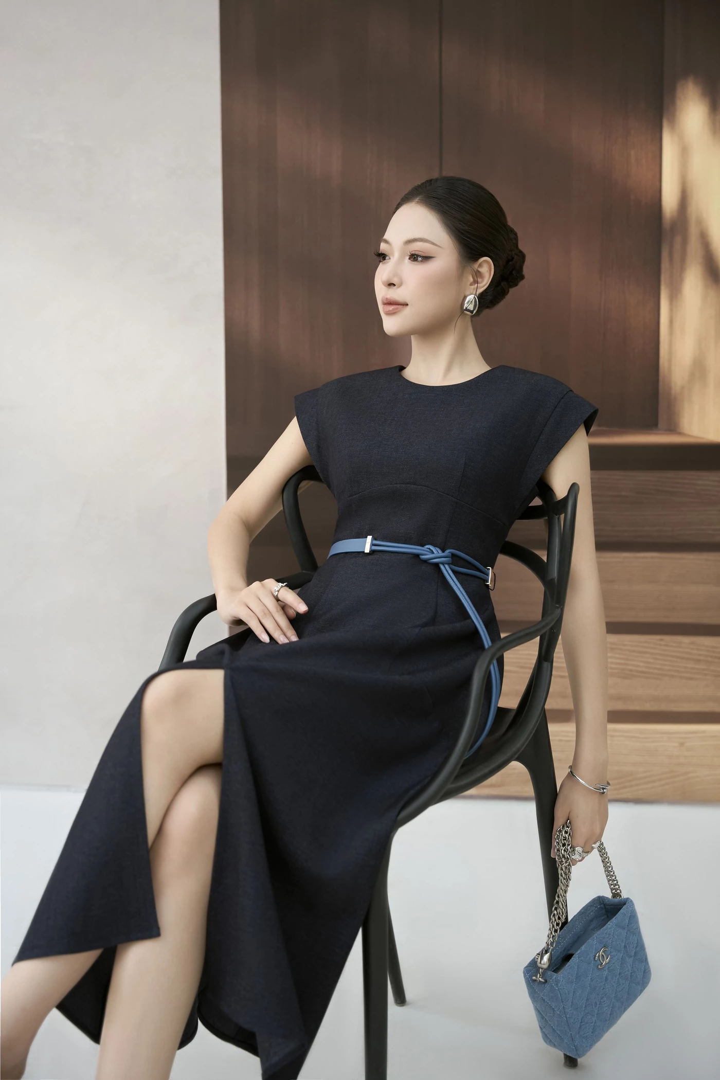 Đầm xòe Denim tay hến