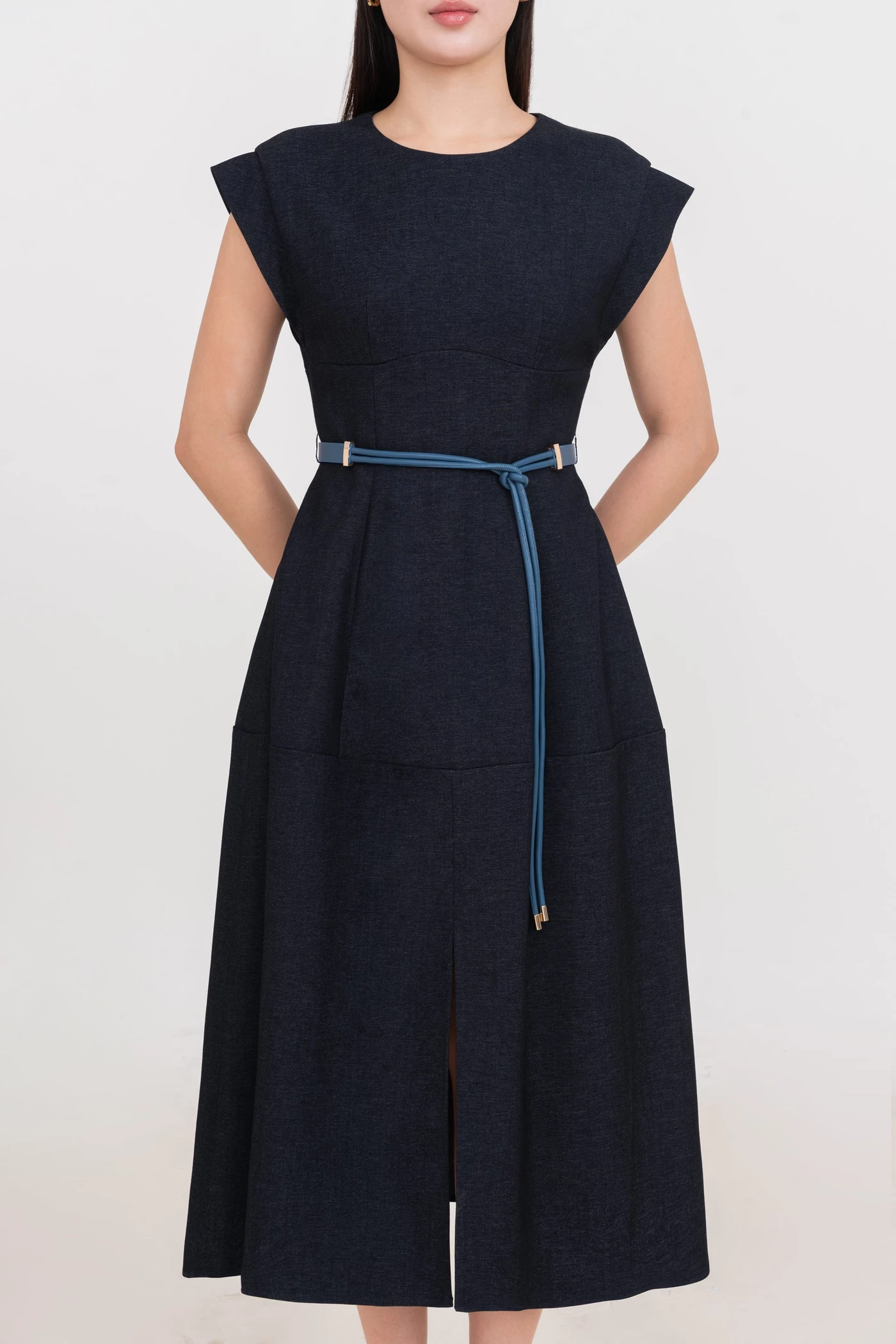 Đầm xòe Denim tay hến