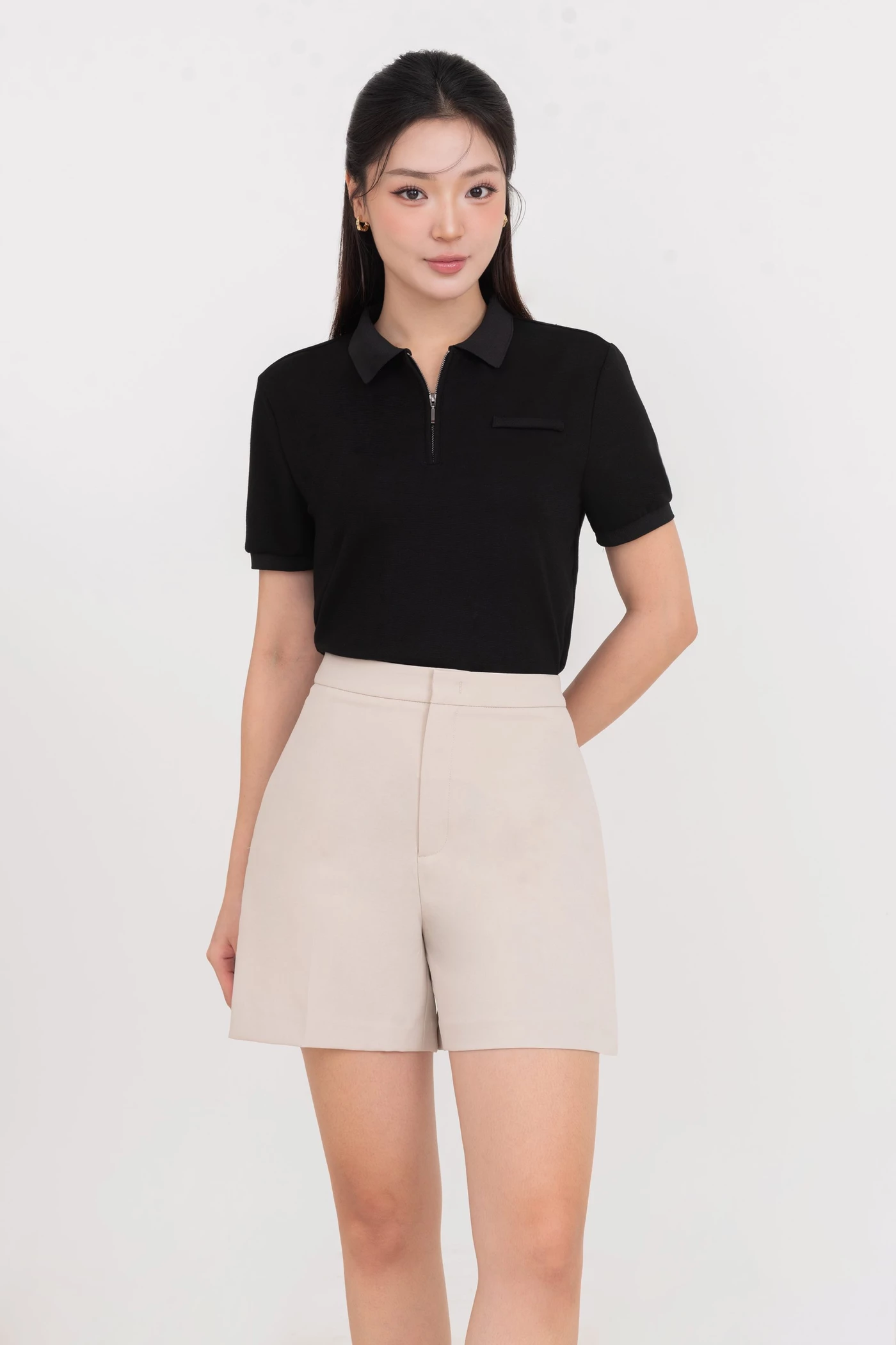 Áo Polo mix cổ khóa