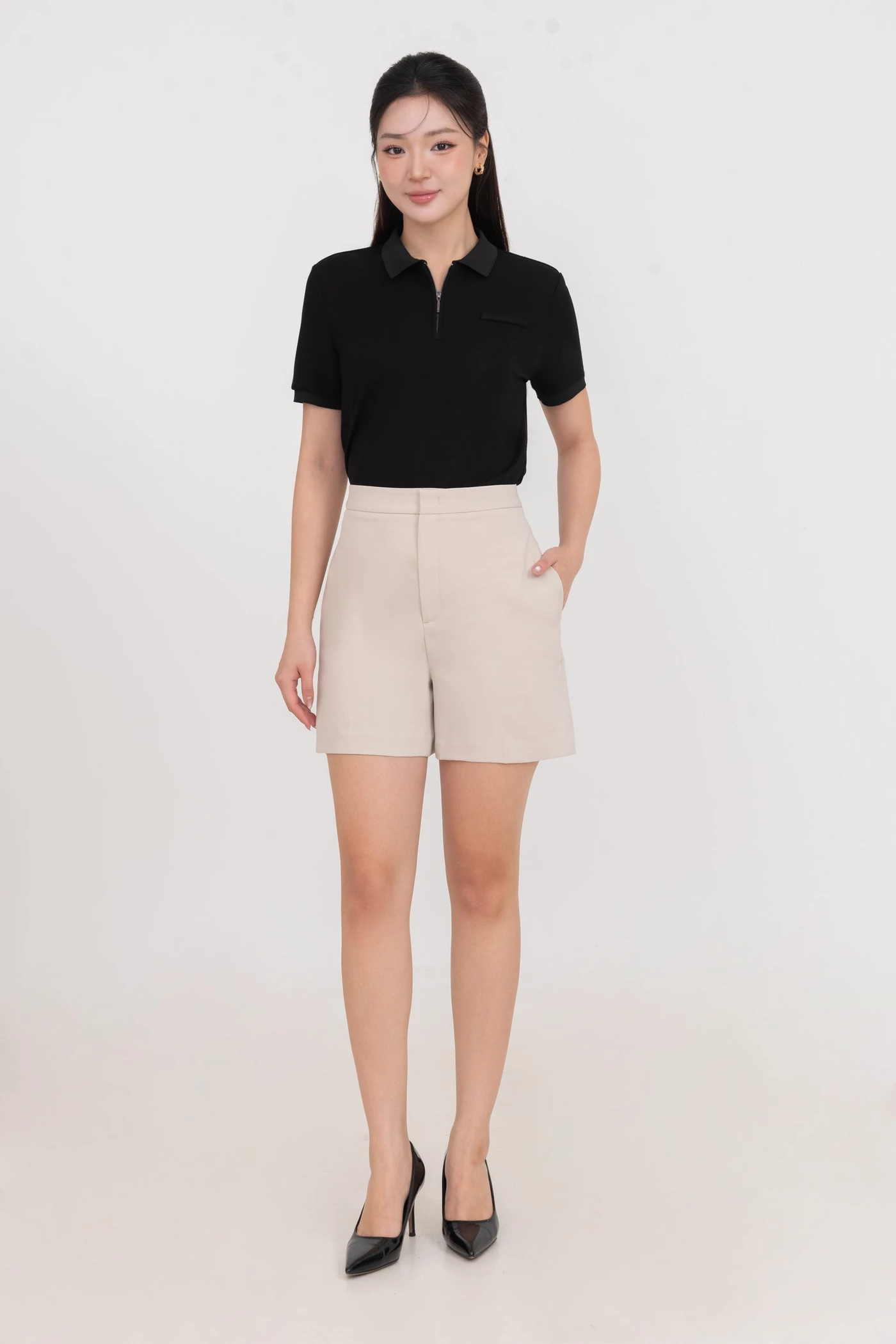 Áo Polo mix cổ khóa