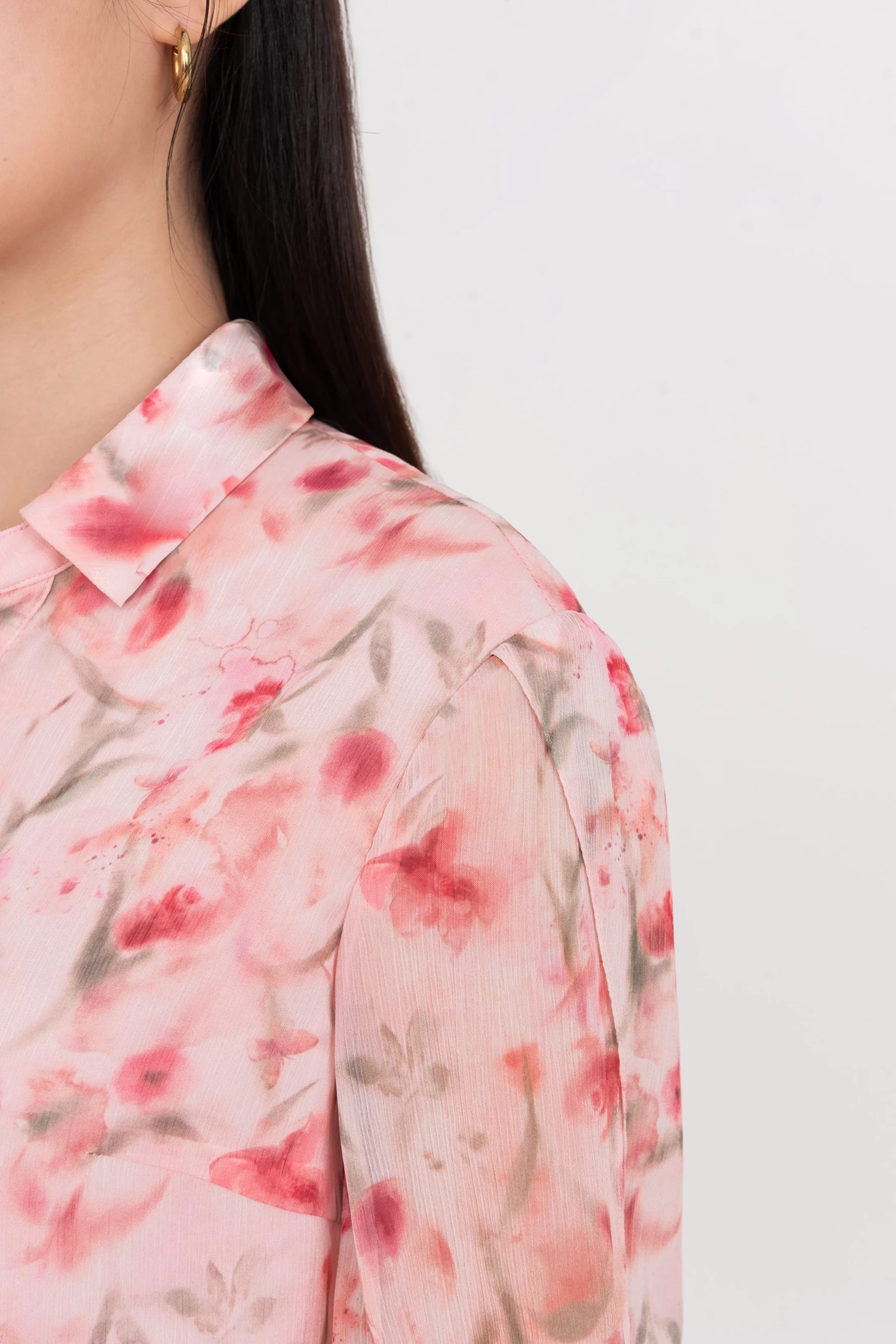 Áo sơ mi Chiffon họa tiết