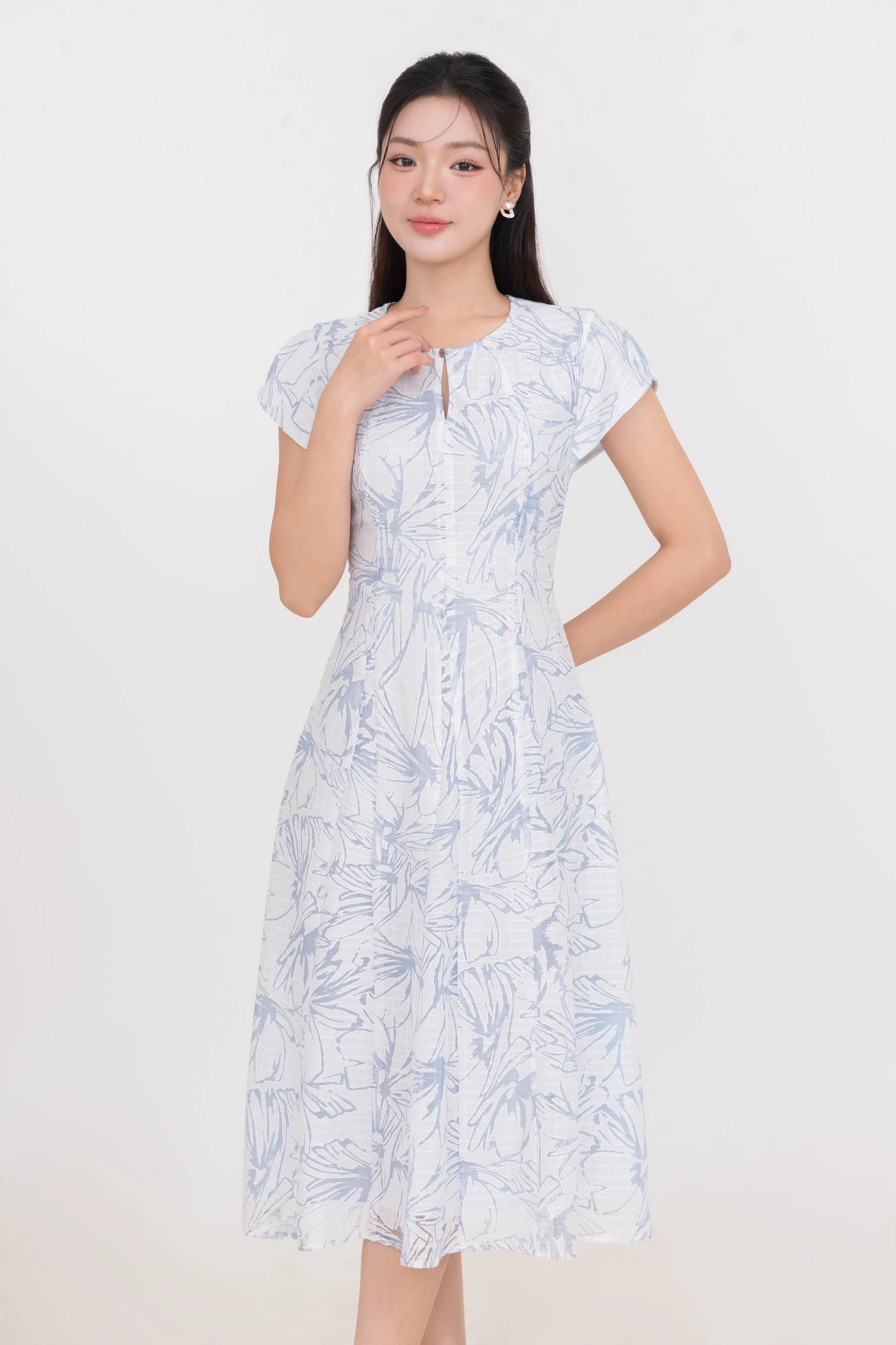 Đầm xòe họa tiết Ocean Whisper