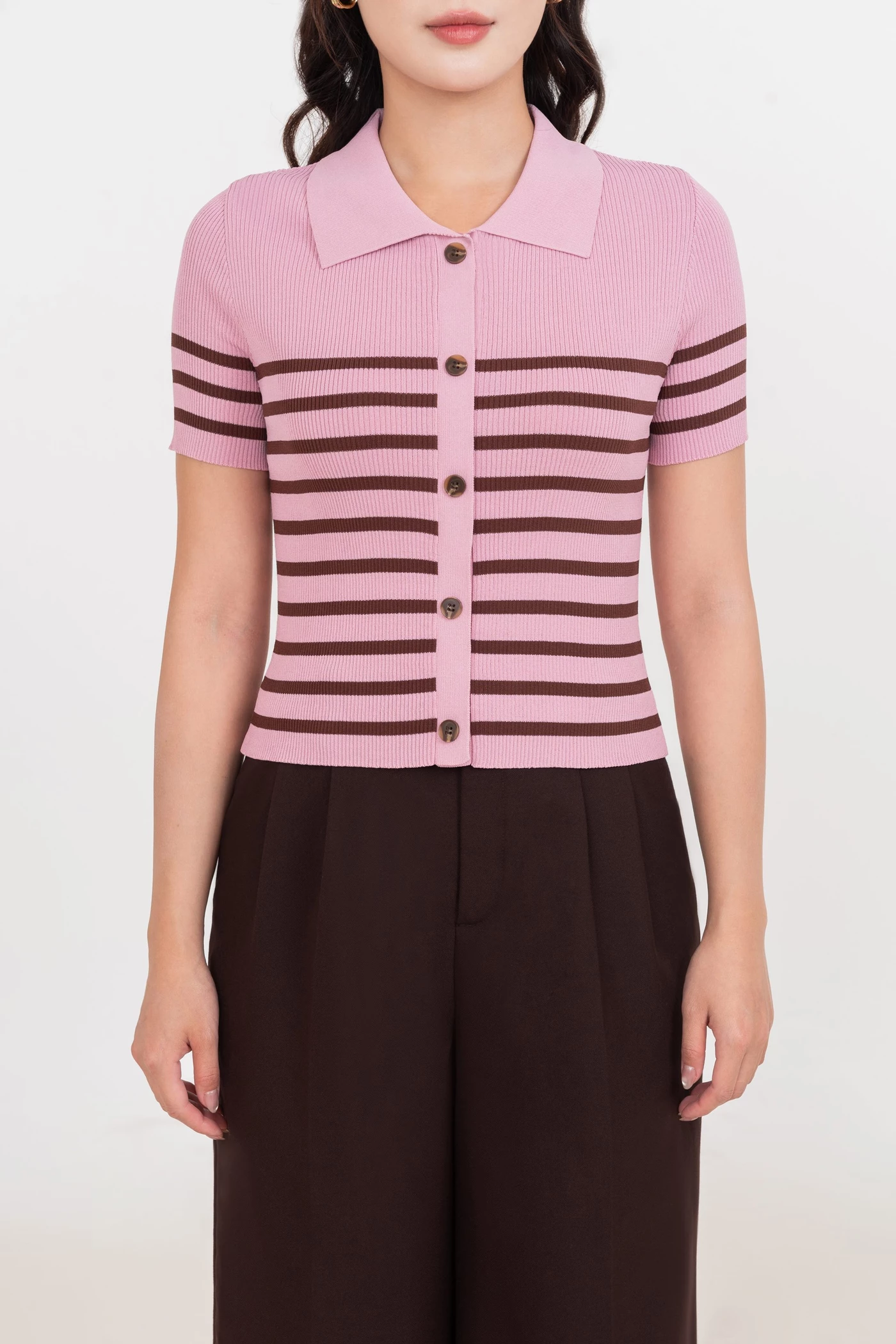 Áo len Polo kẻ ngang