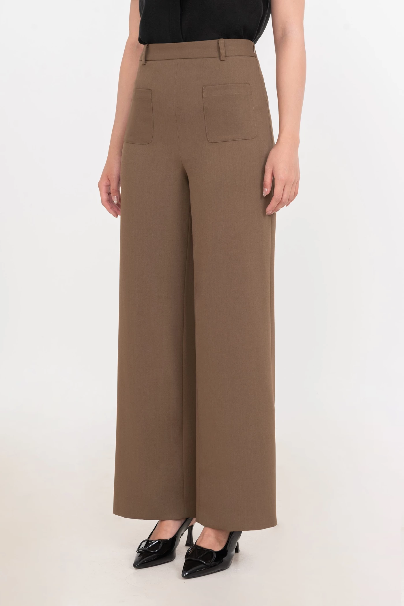 Quần Tây suông nâu rêu