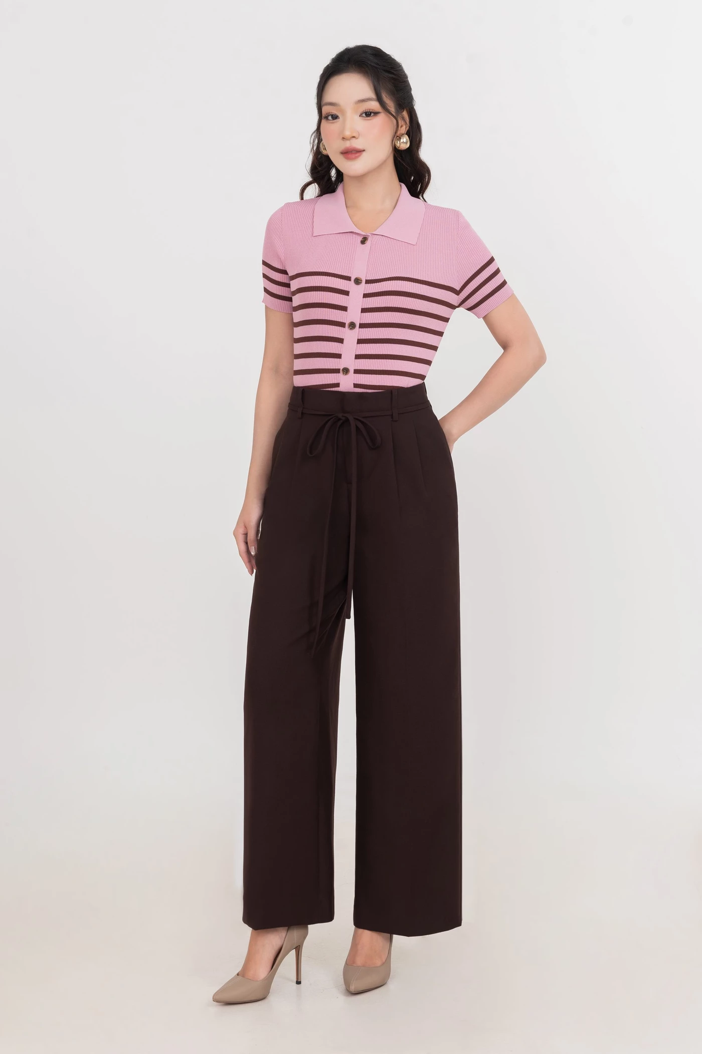 Áo len Polo kẻ ngang