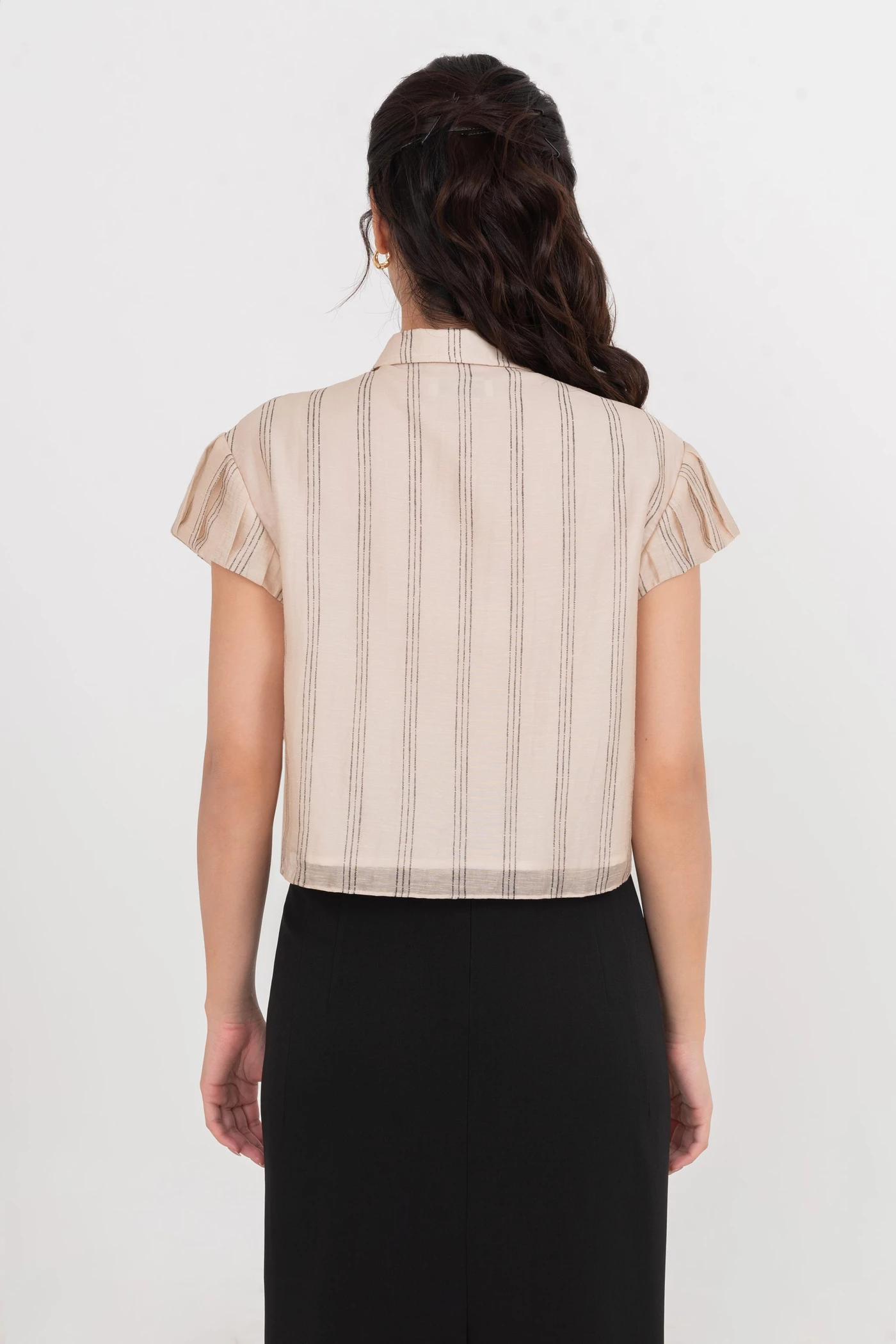 Áo sơ mi kẻ Tie Front