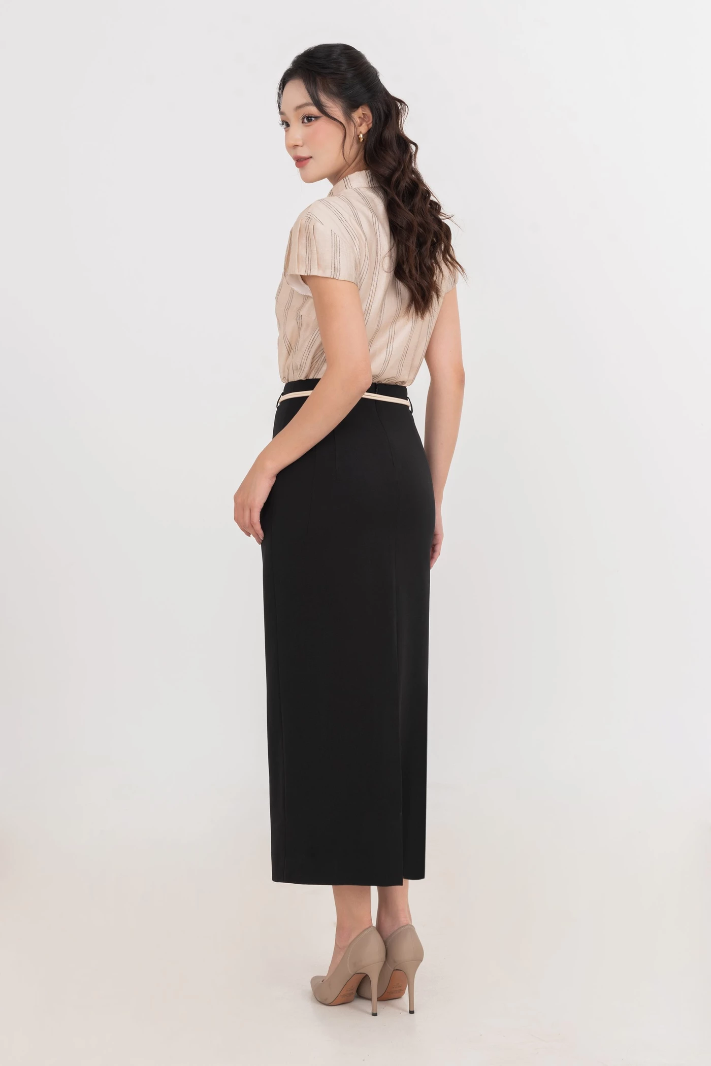 Áo sơ mi kẻ Tie Front