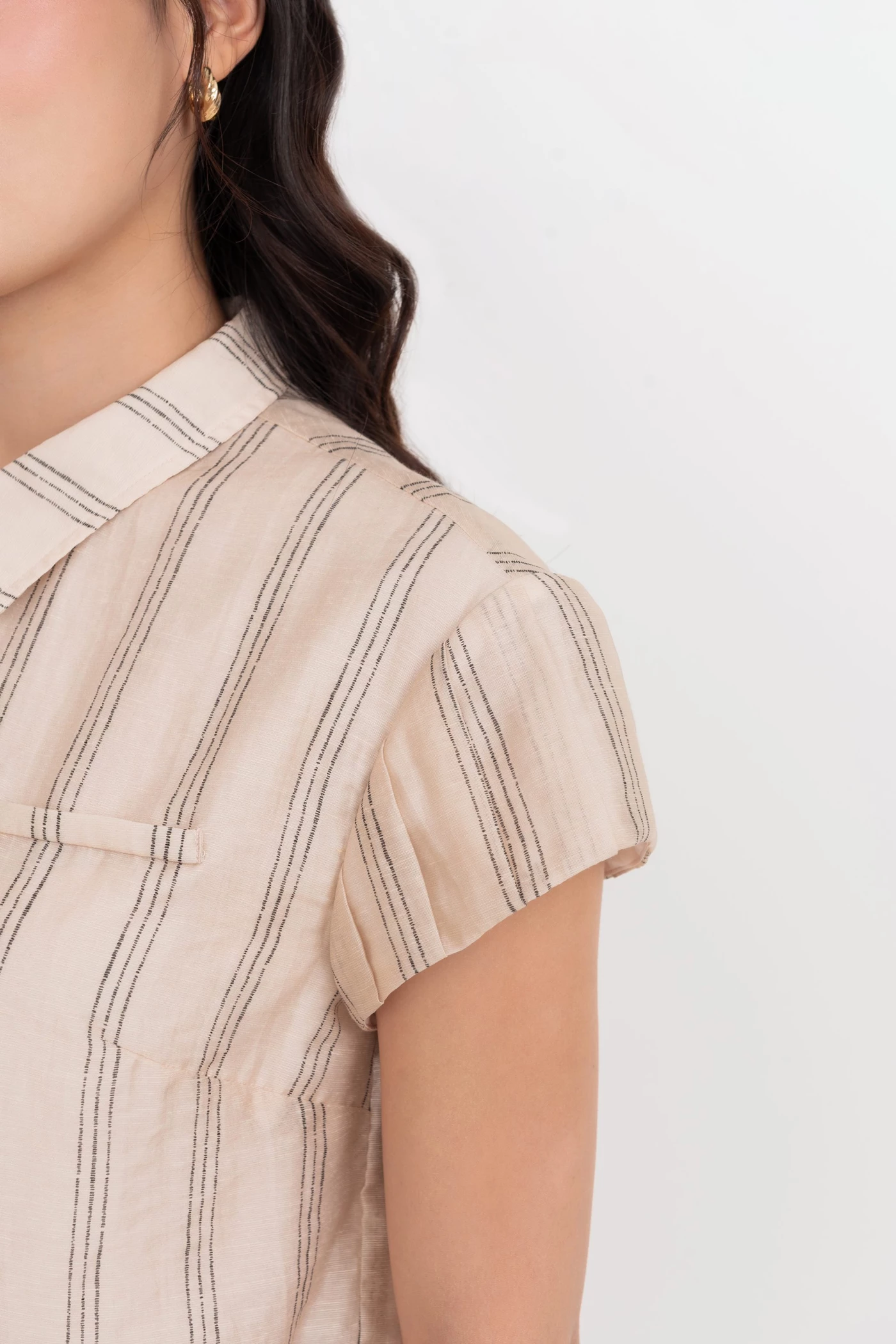 Áo sơ mi kẻ Tie Front