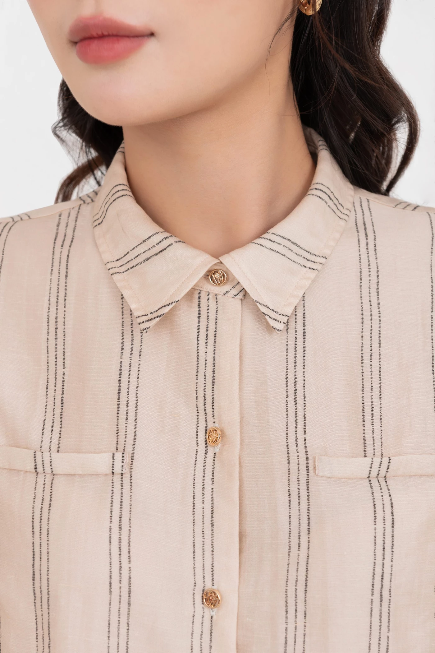 Áo sơ mi kẻ Tie Front