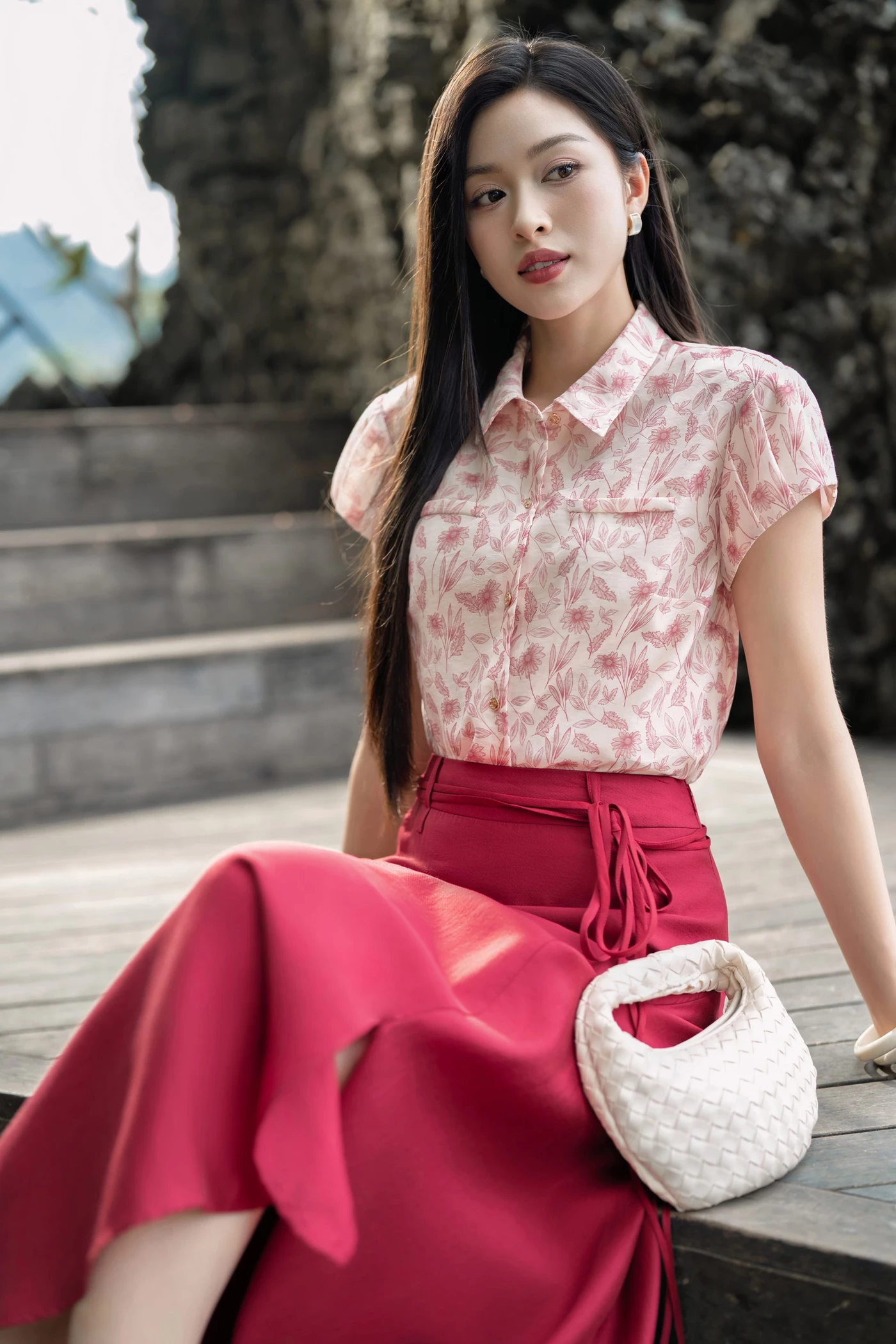 Chân váy Crimson Flow