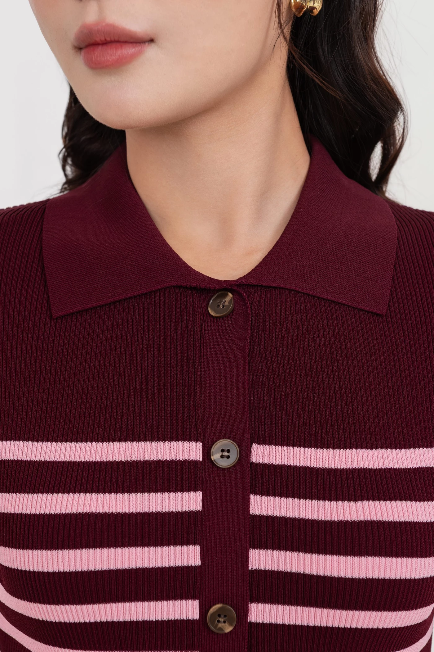 Áo len Polo kẻ ngang