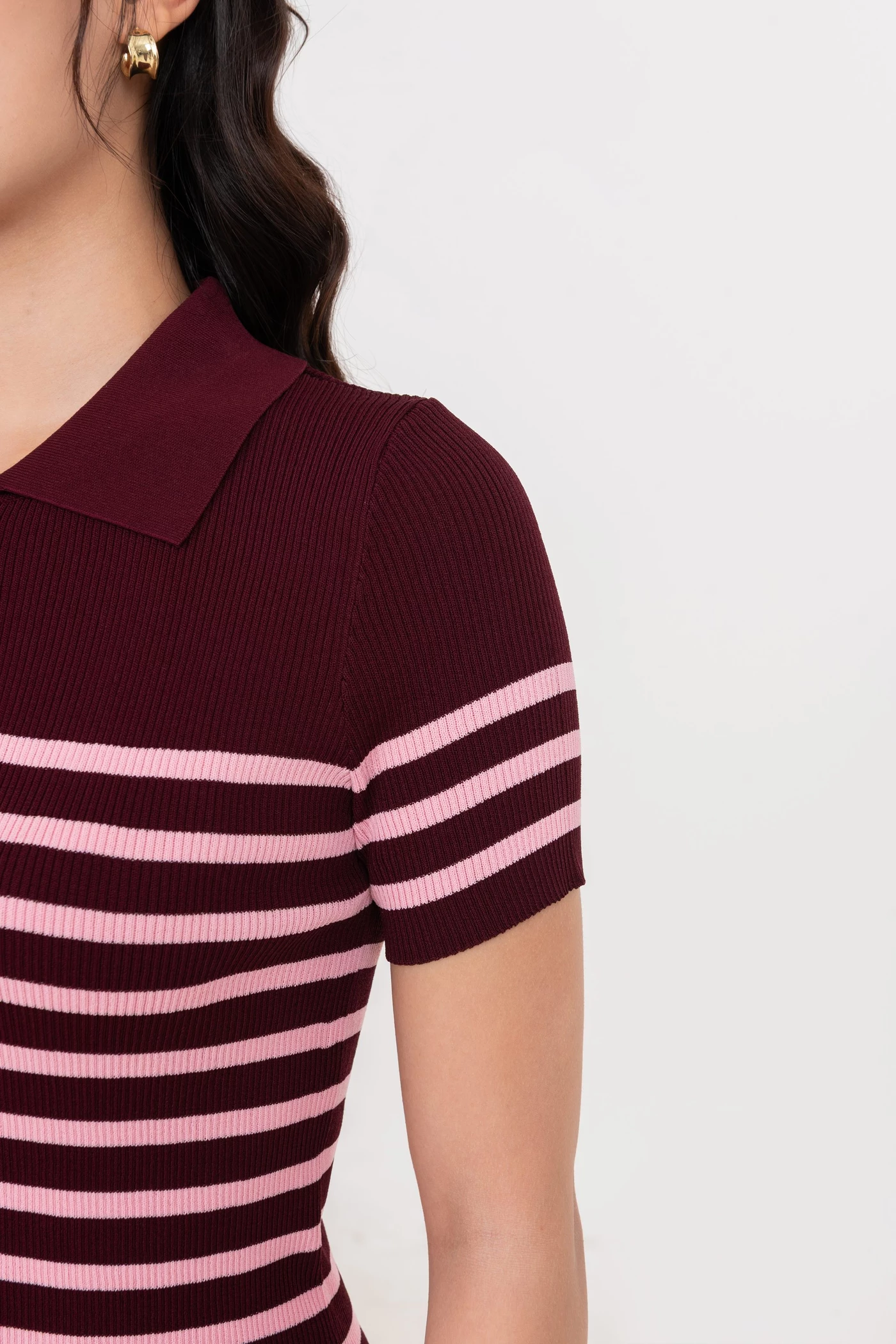 Áo len Polo kẻ ngang