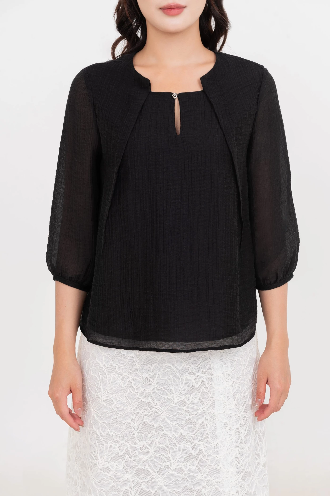 Áo sơ mi Chiffon sheer