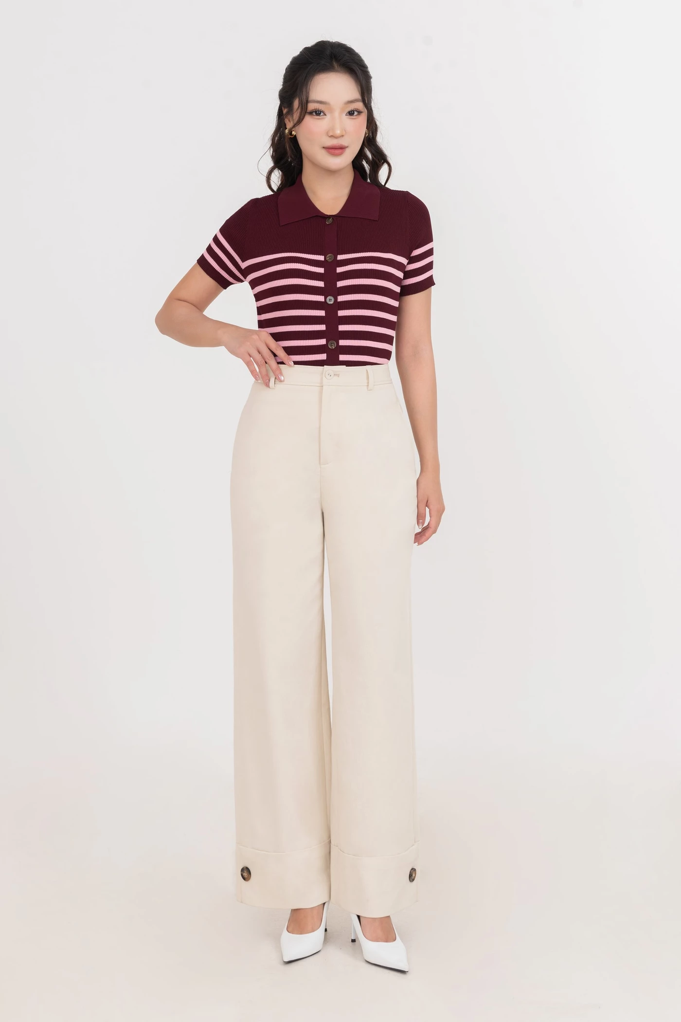 Áo len Polo kẻ ngang