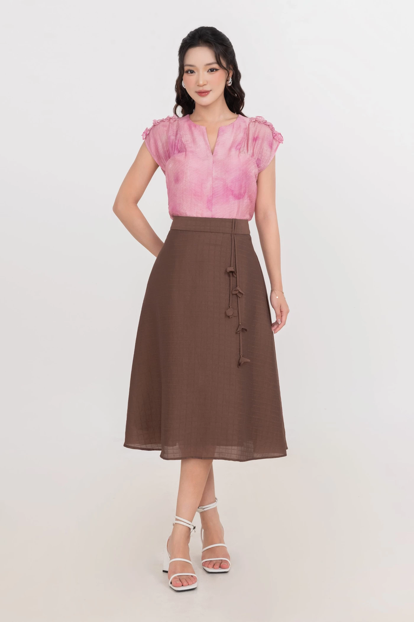 Chân váy lụa Summer Brown