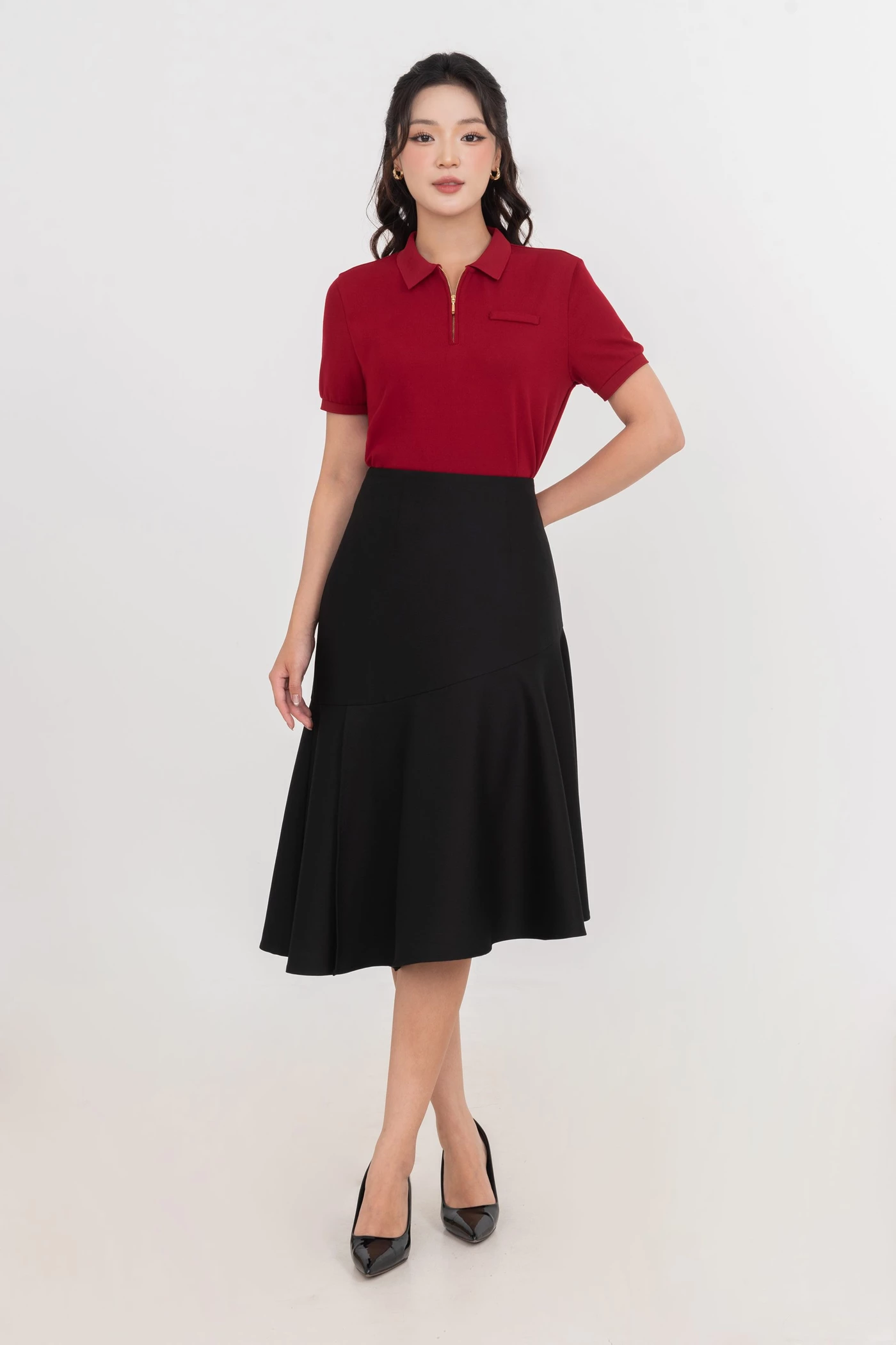 Áo Polo mix cổ khóa