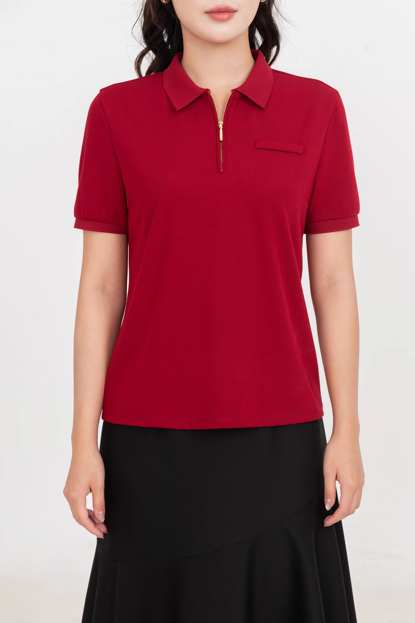 Áo Polo mix cổ khóa