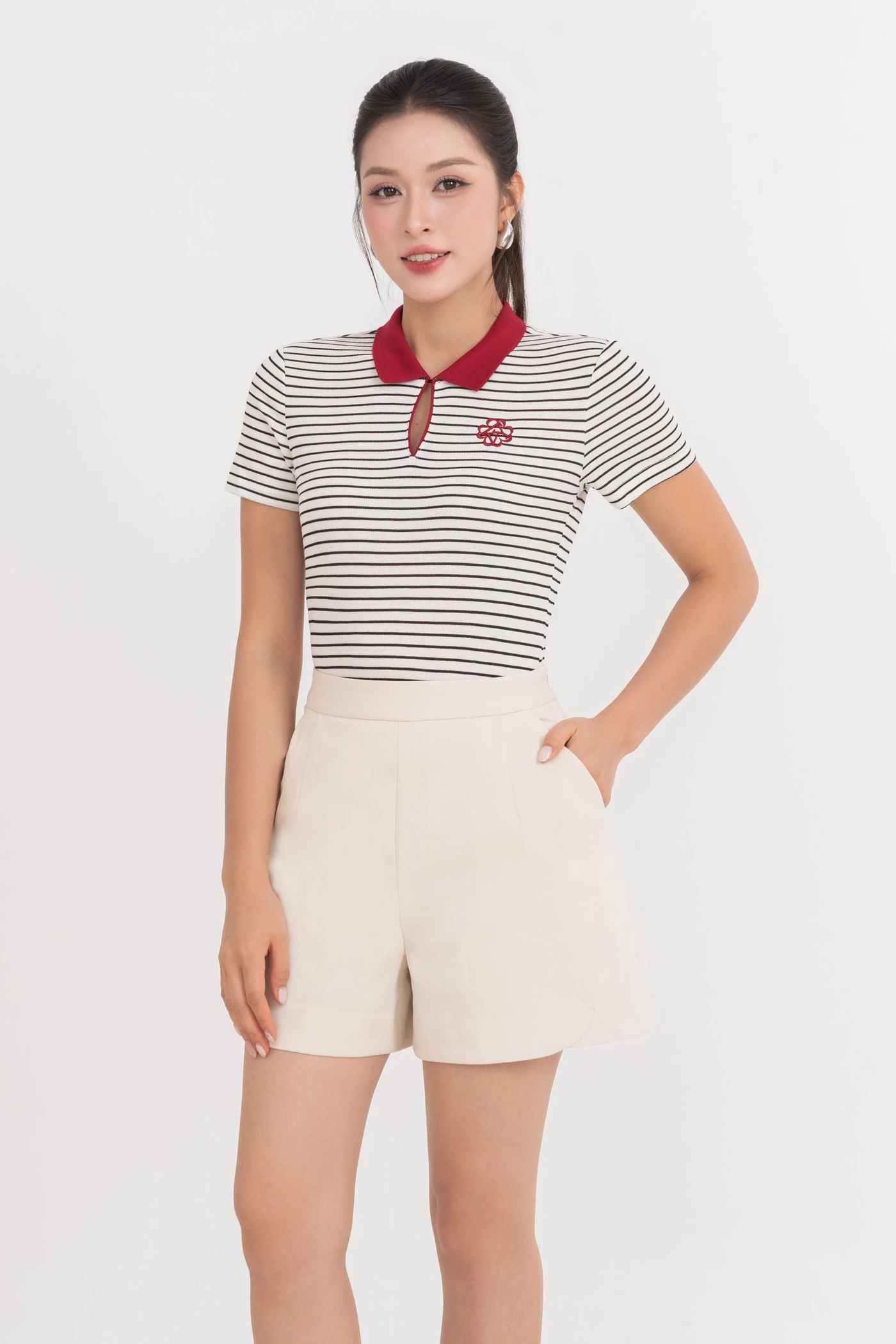 Áo Polo dệt kim Red Stripe