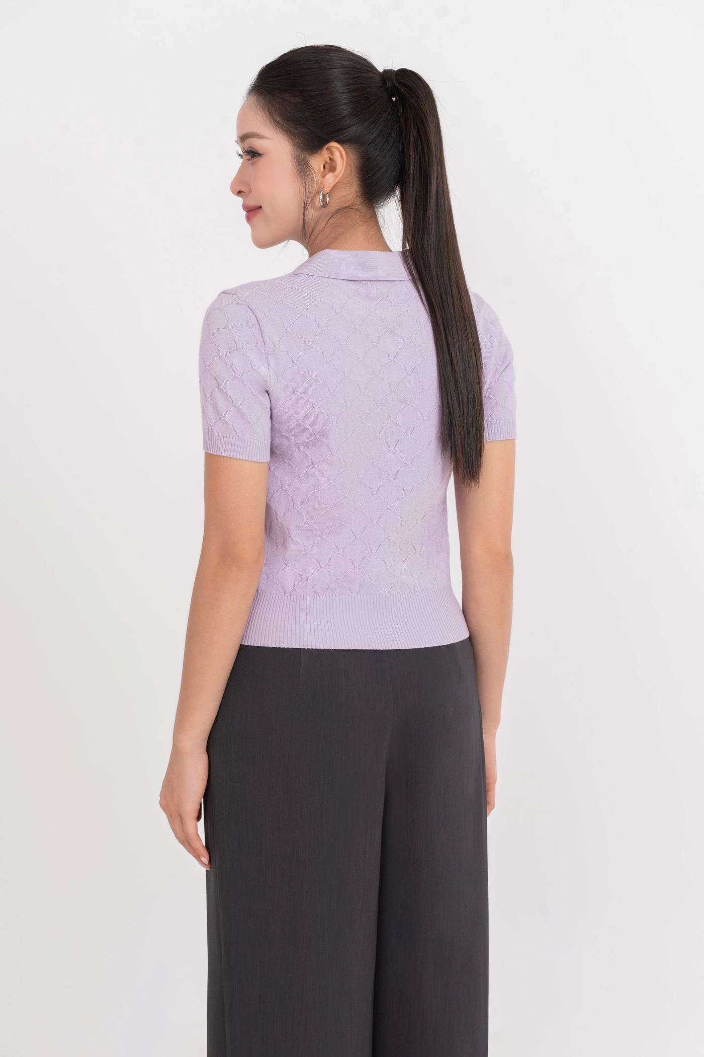 Áo Polo dệt kim Lavender