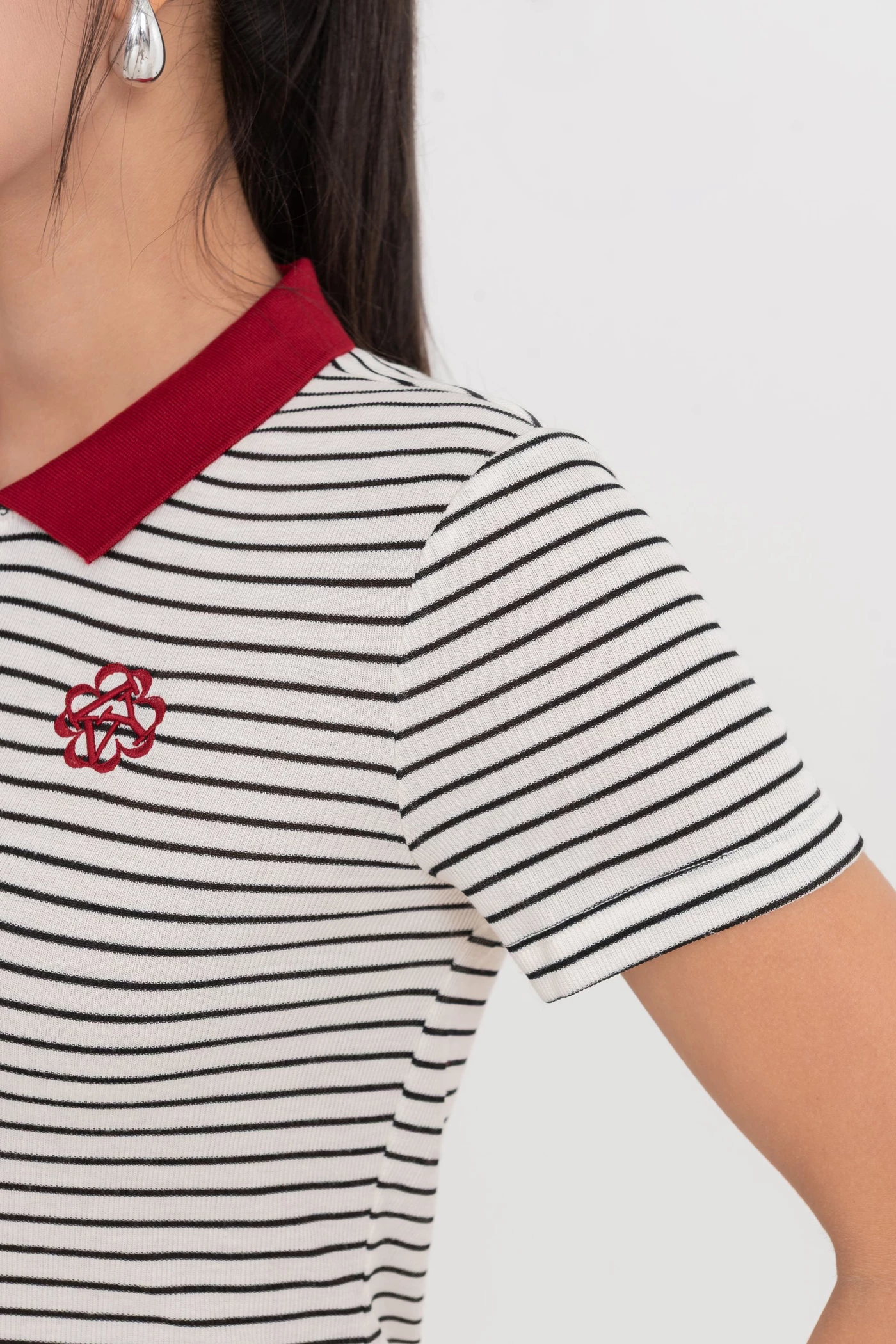 Áo Polo dệt kim Red Stripe