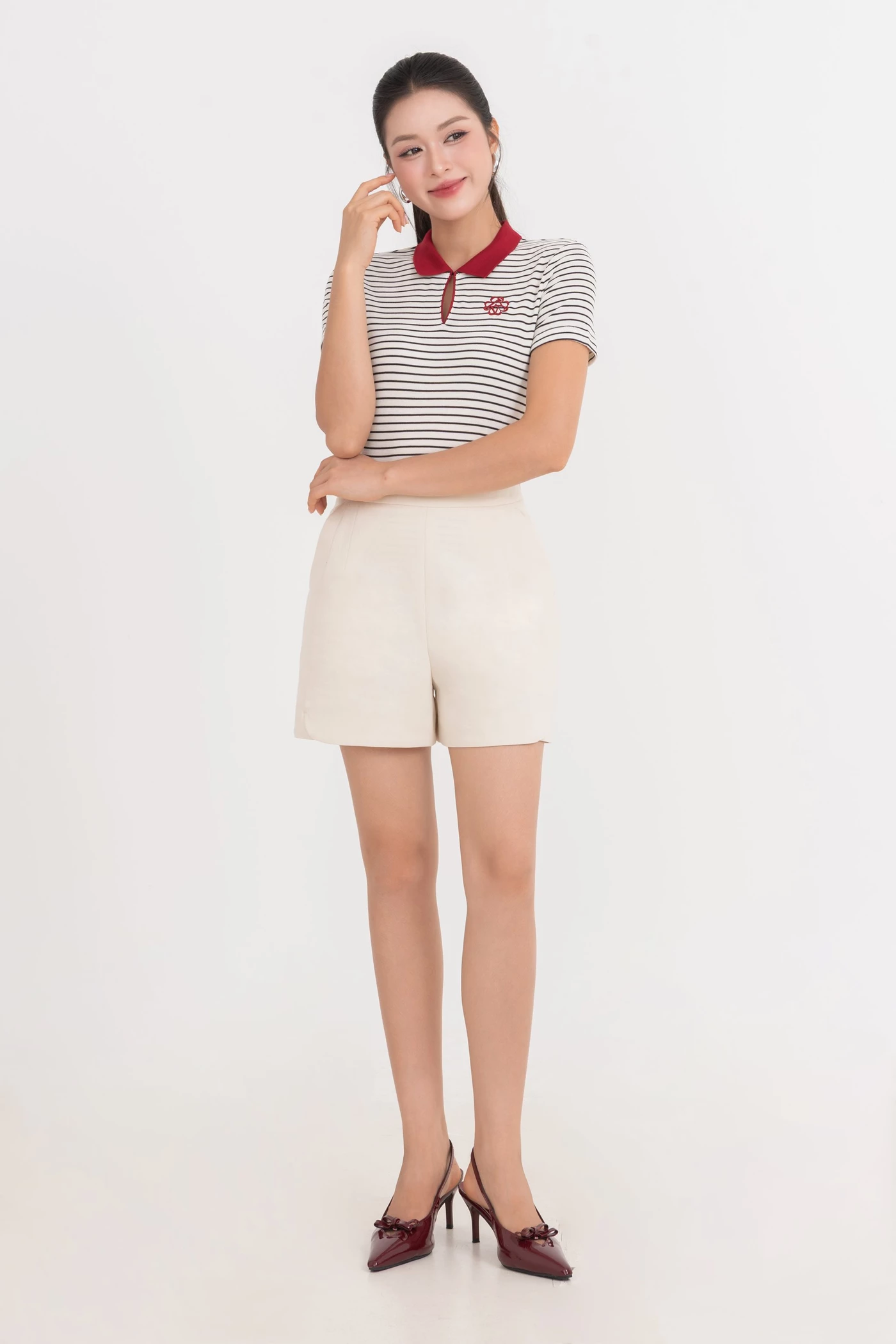Áo Polo dệt kim Red Stripe