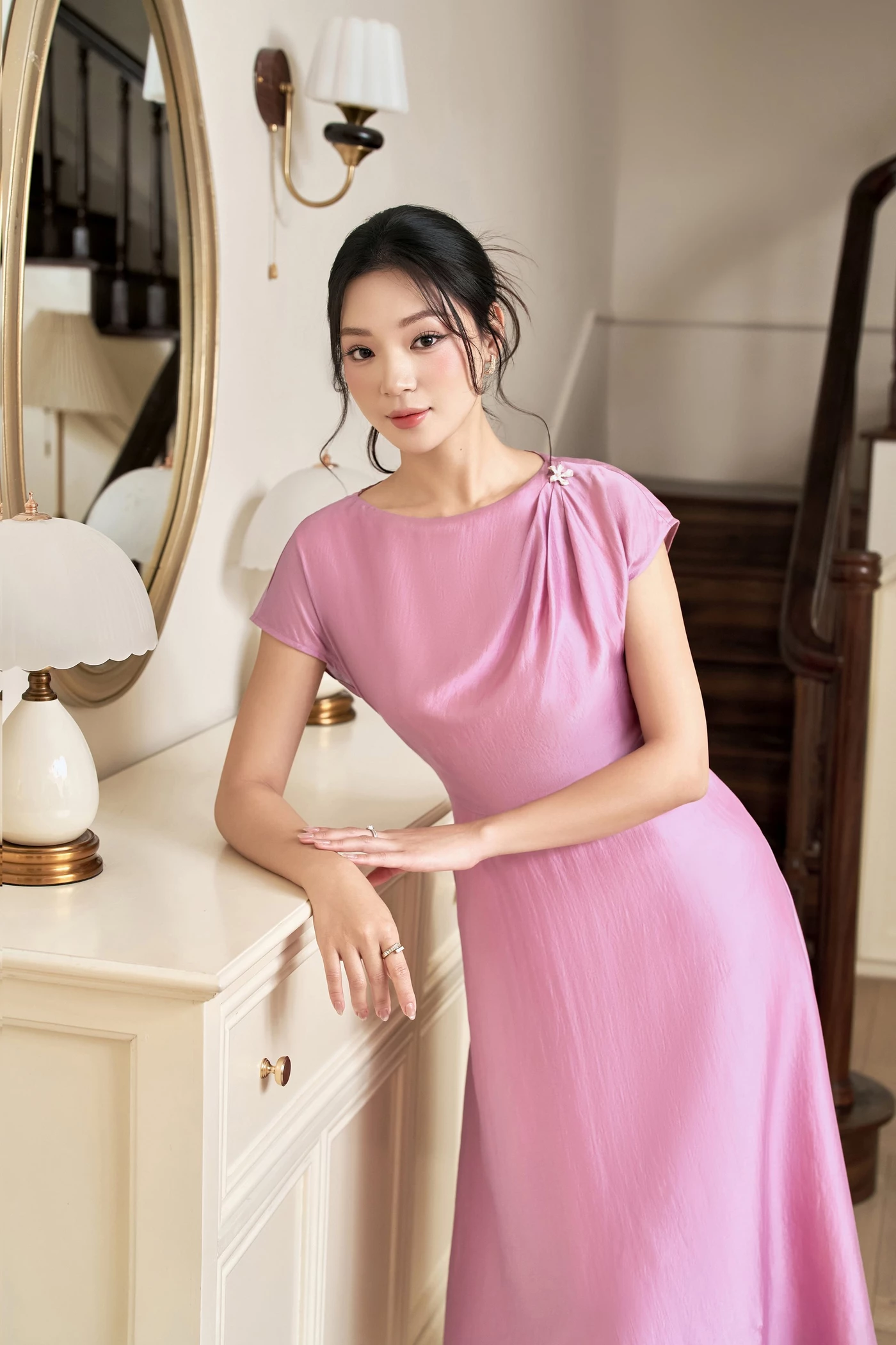 Đầm lụa Petal Blush
