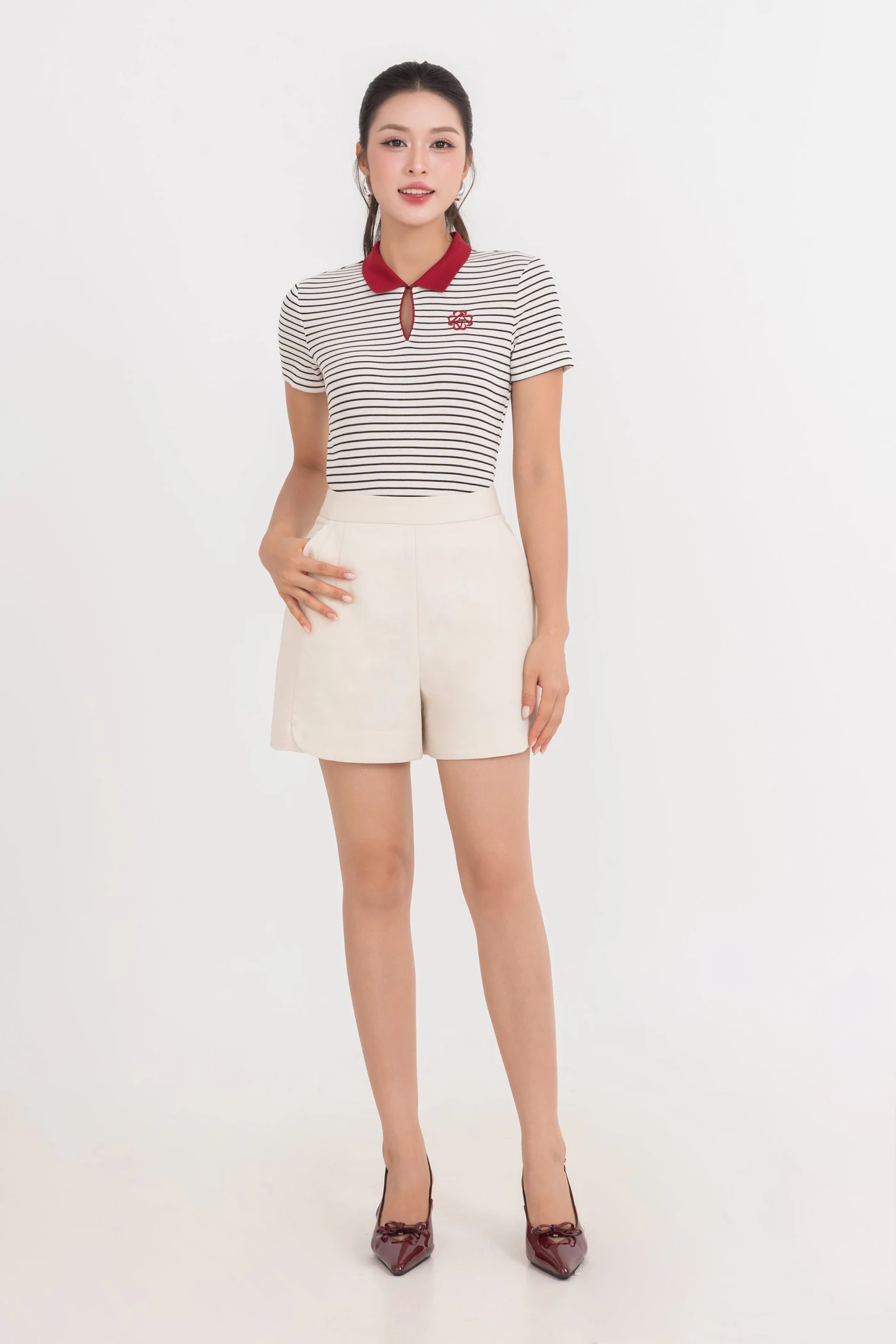 Áo Polo dệt kim Red Stripe