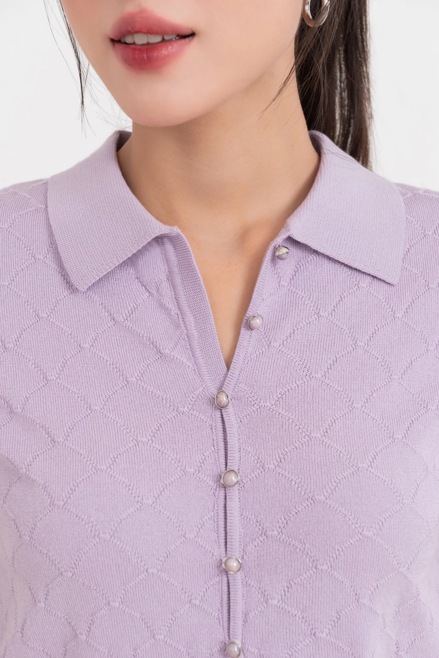 Áo Polo dệt kim Lavender