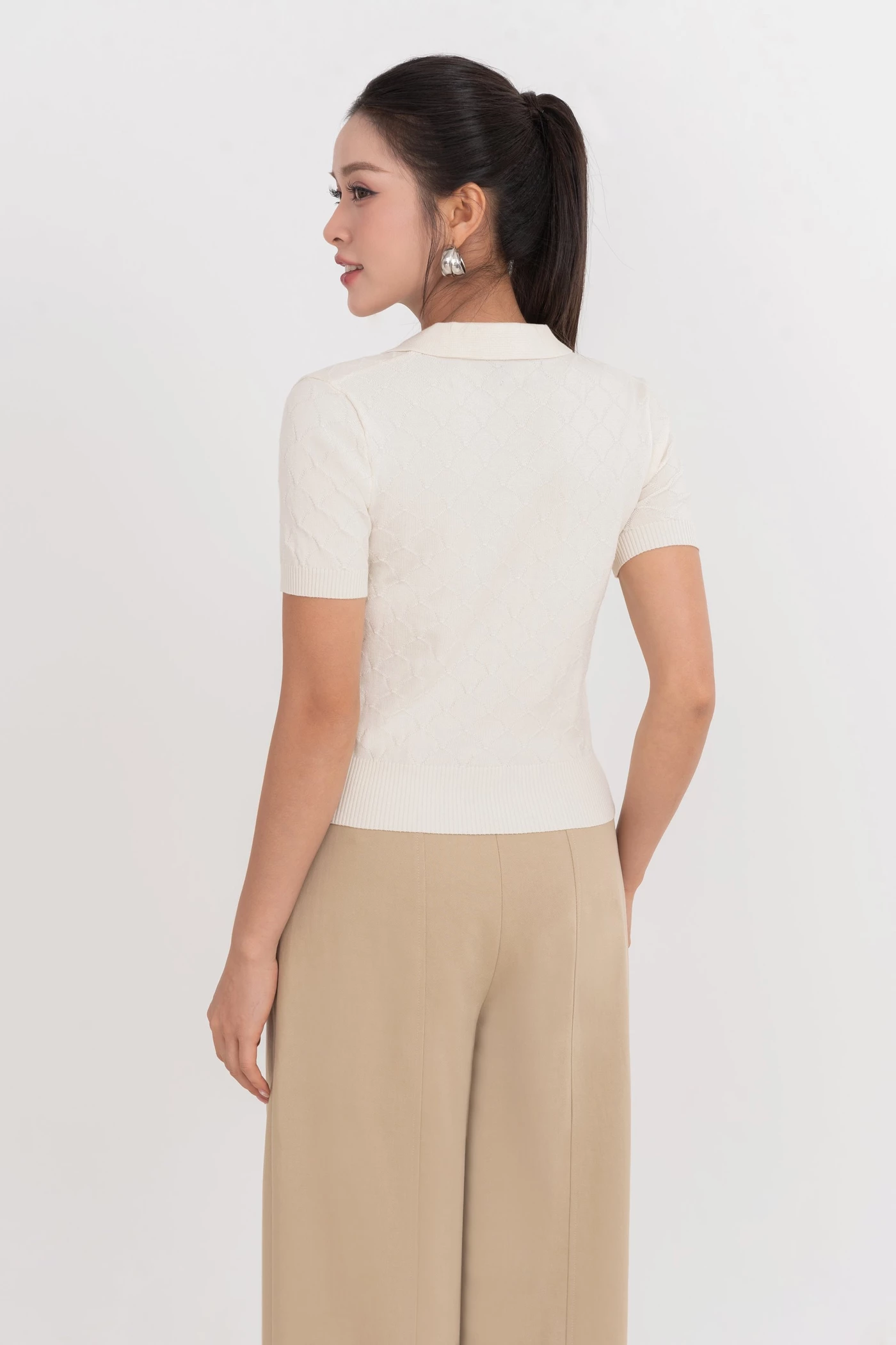 Áo Polo dệt kim Beige