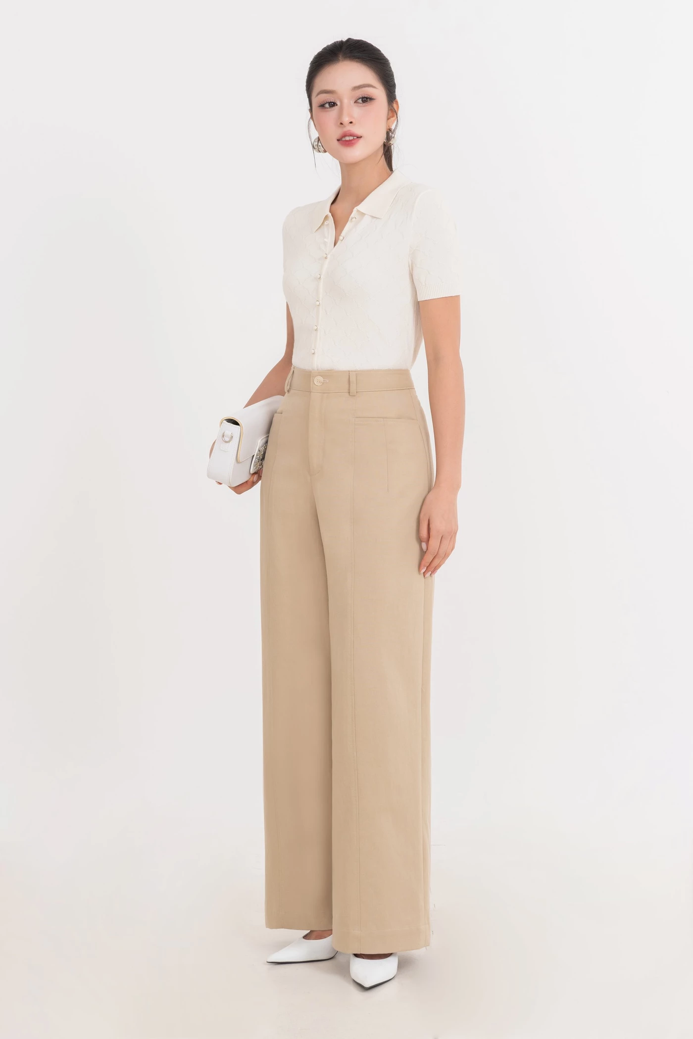Áo Polo dệt kim Beige