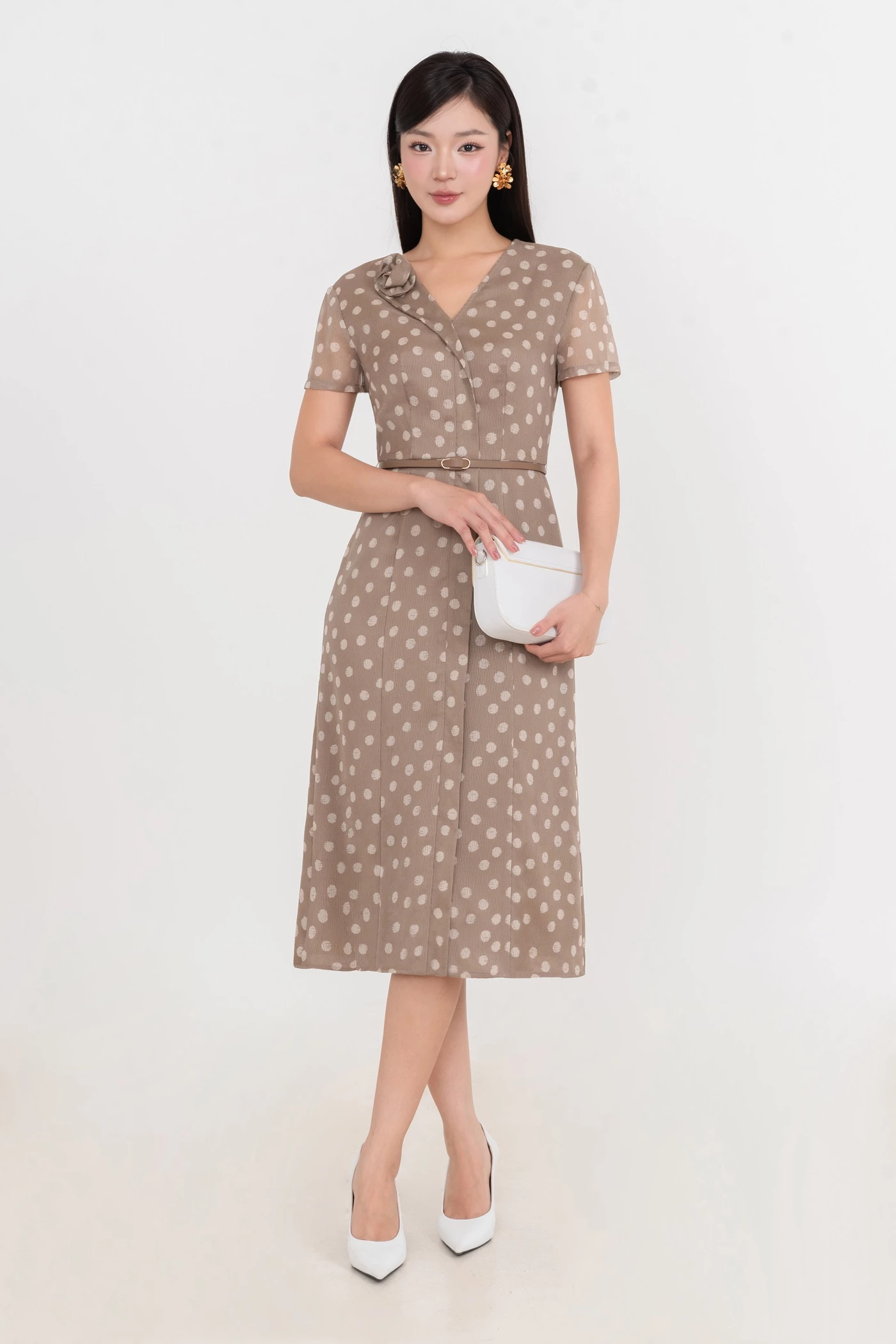 Đầm xòe lụa chấm bi