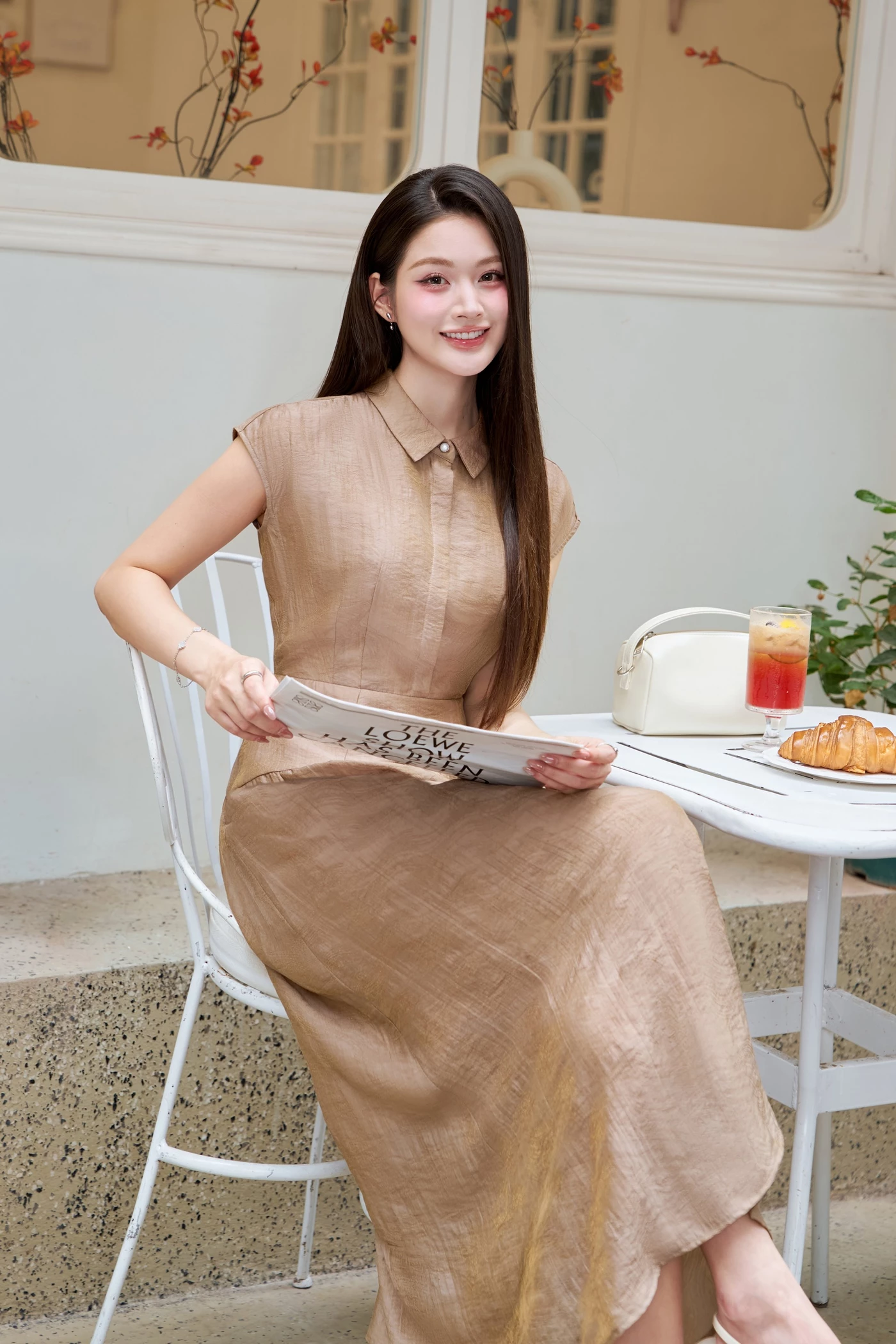 Đầm lụa Latte Elegance