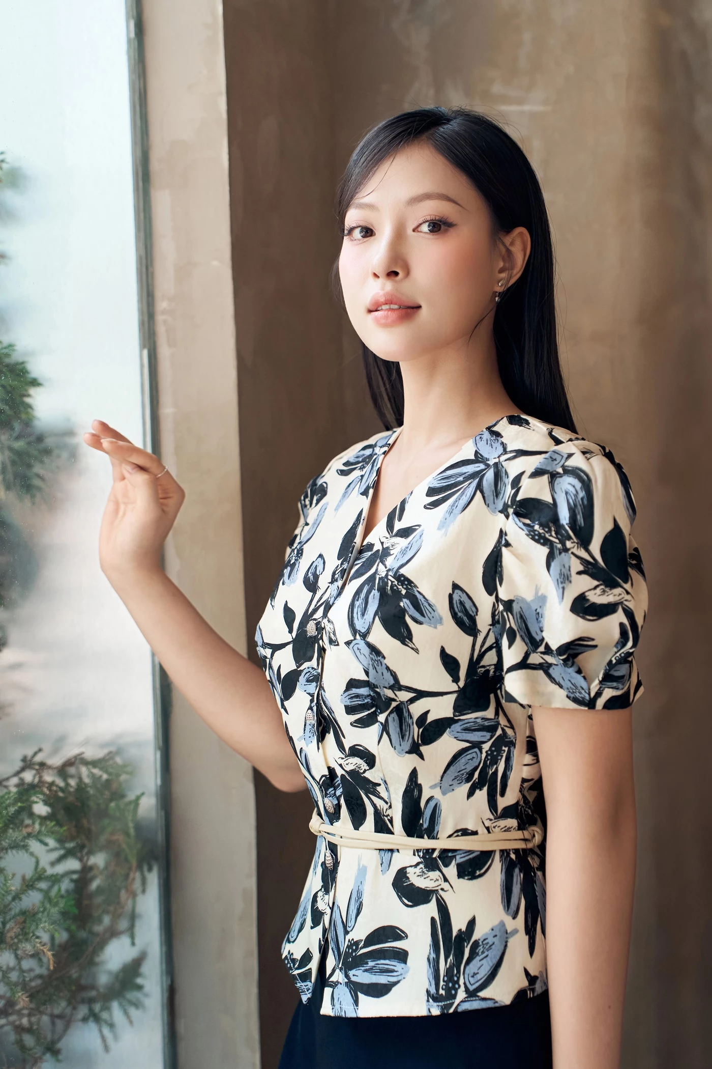 Áo công sở Navy Flora