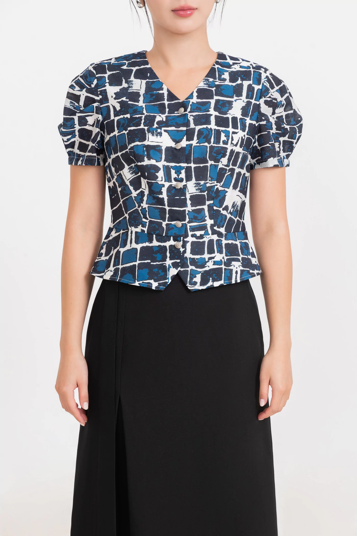 Áo công sở Navy Flora