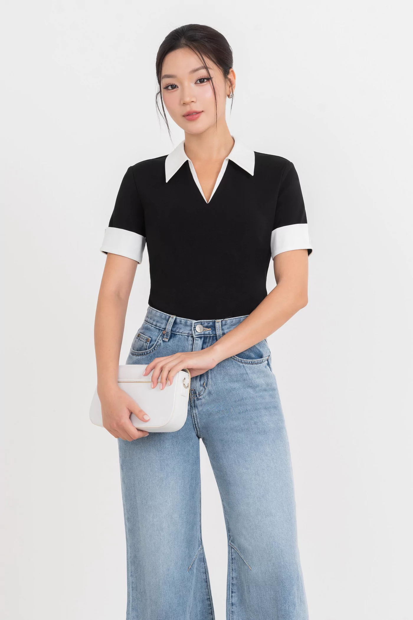 Quần Jeans suông xanh sáng