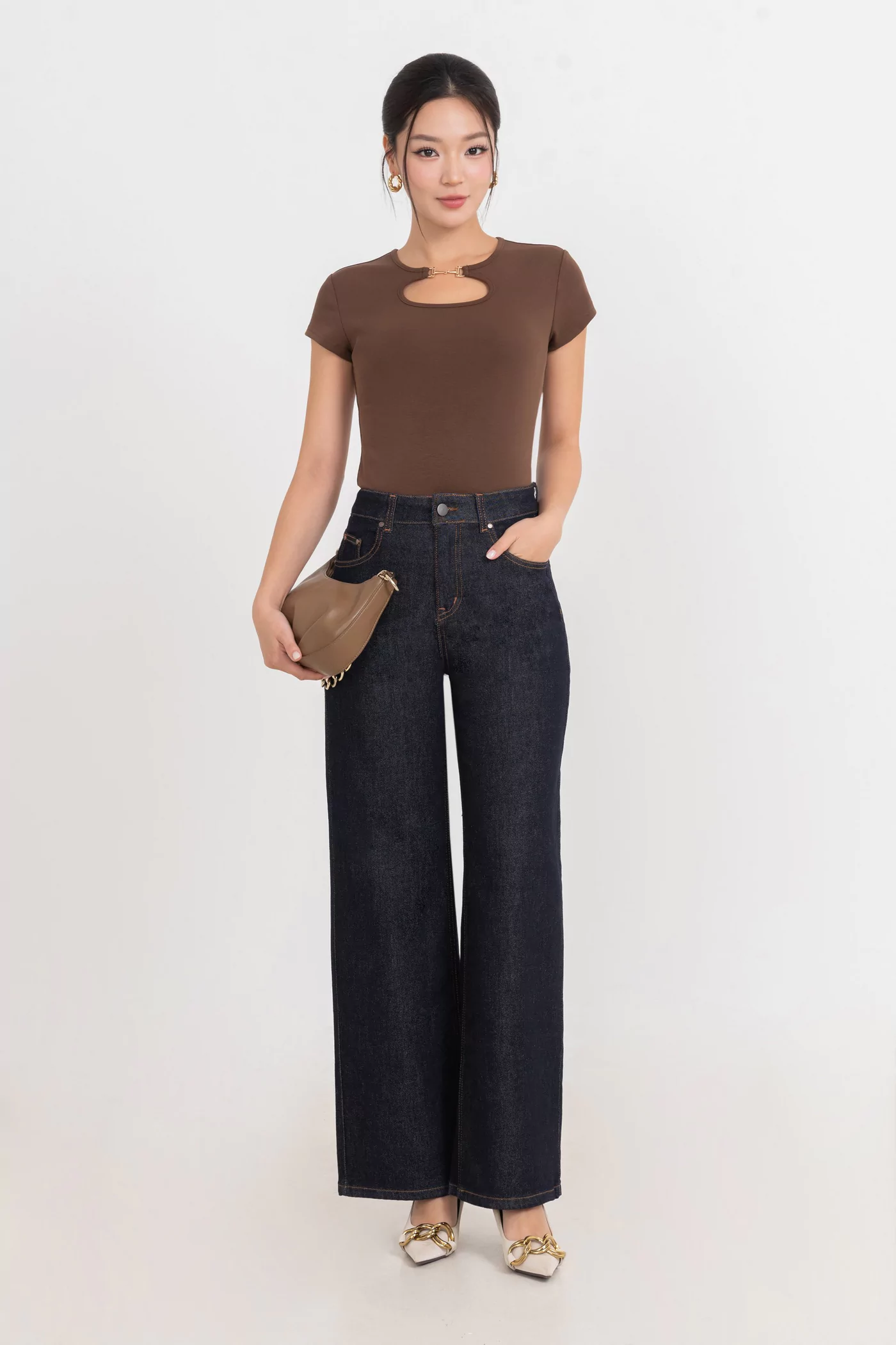 Quần Jeans suông xanh than