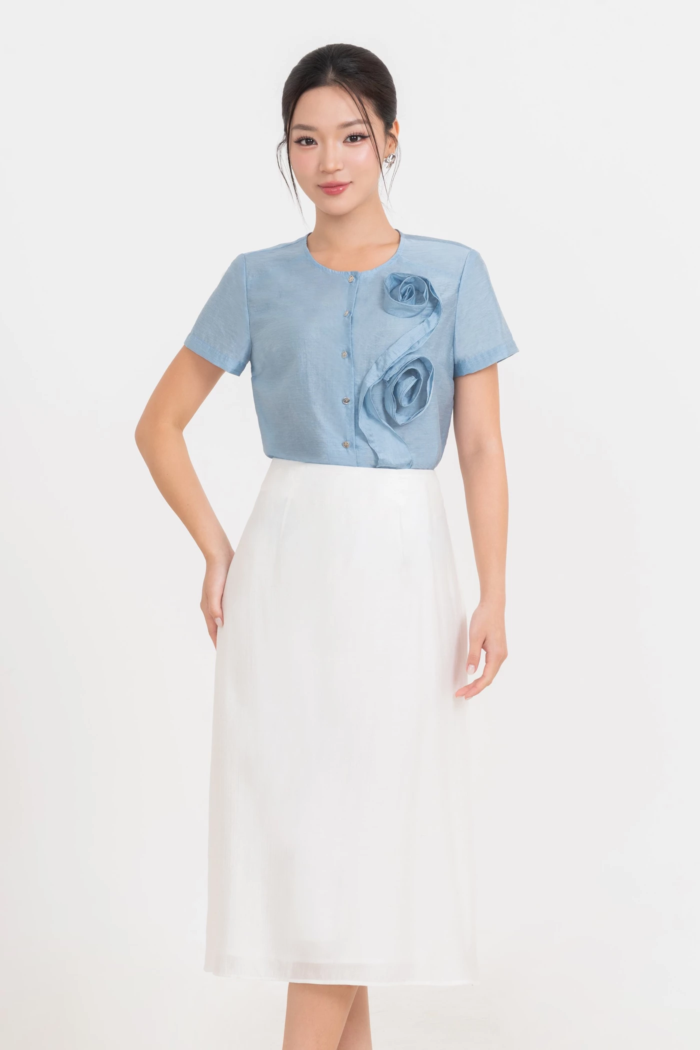 Áo sơ mi thanh hoa lụa
