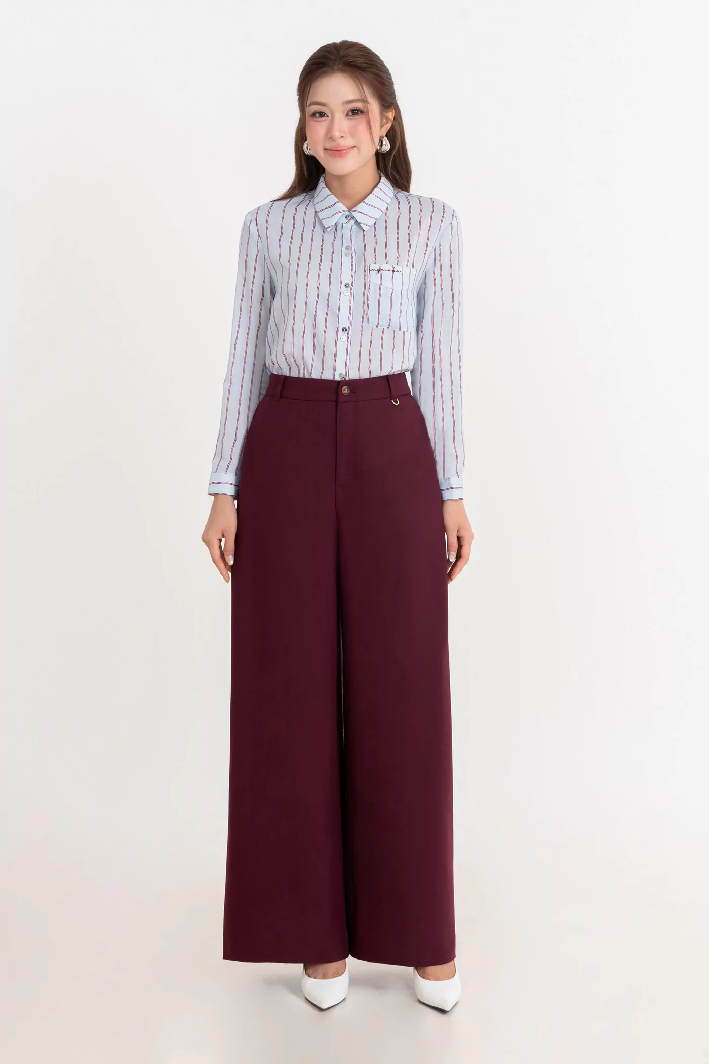 Áo sơ mi kẻ Burgundy