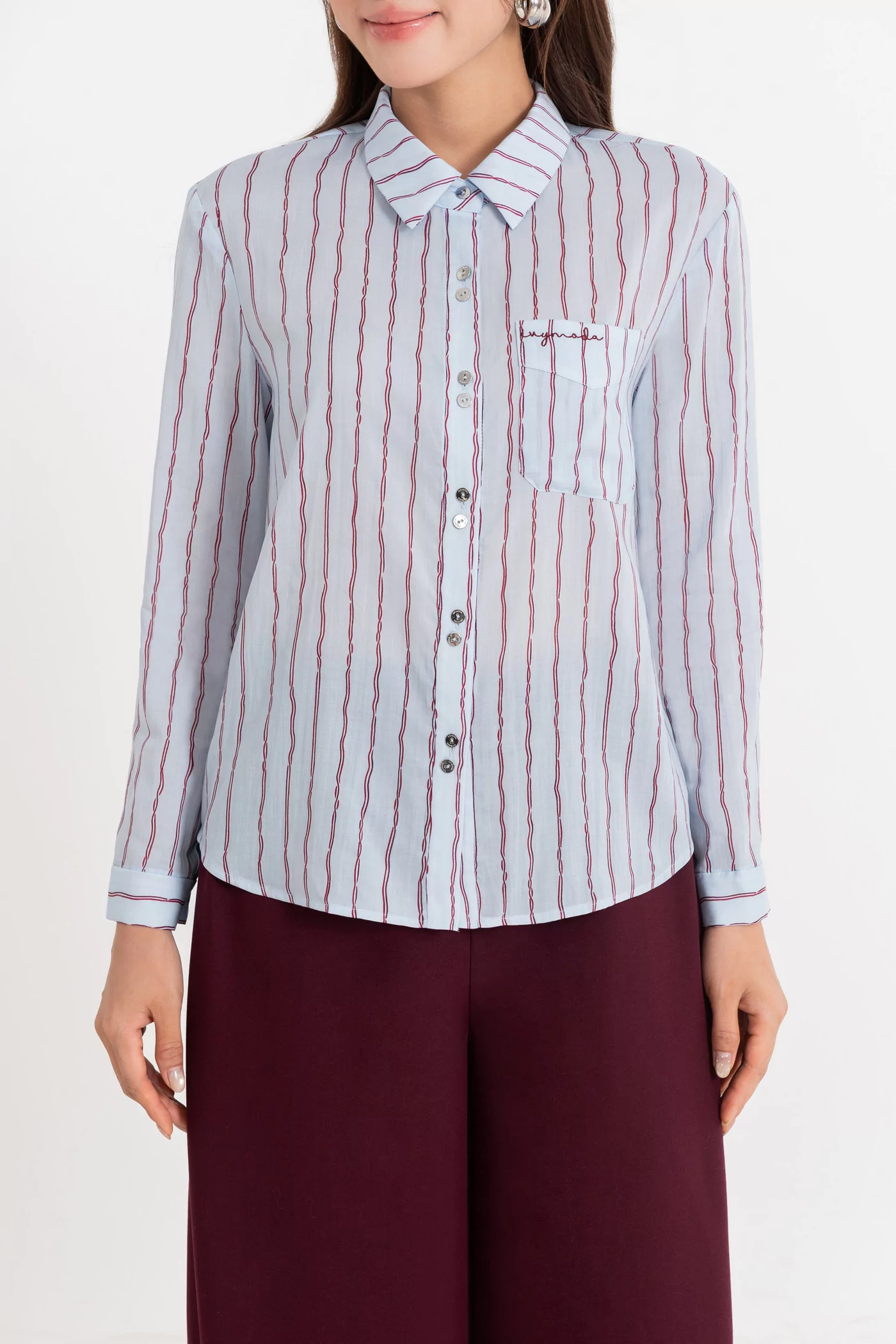Áo sơ mi kẻ Burgundy
