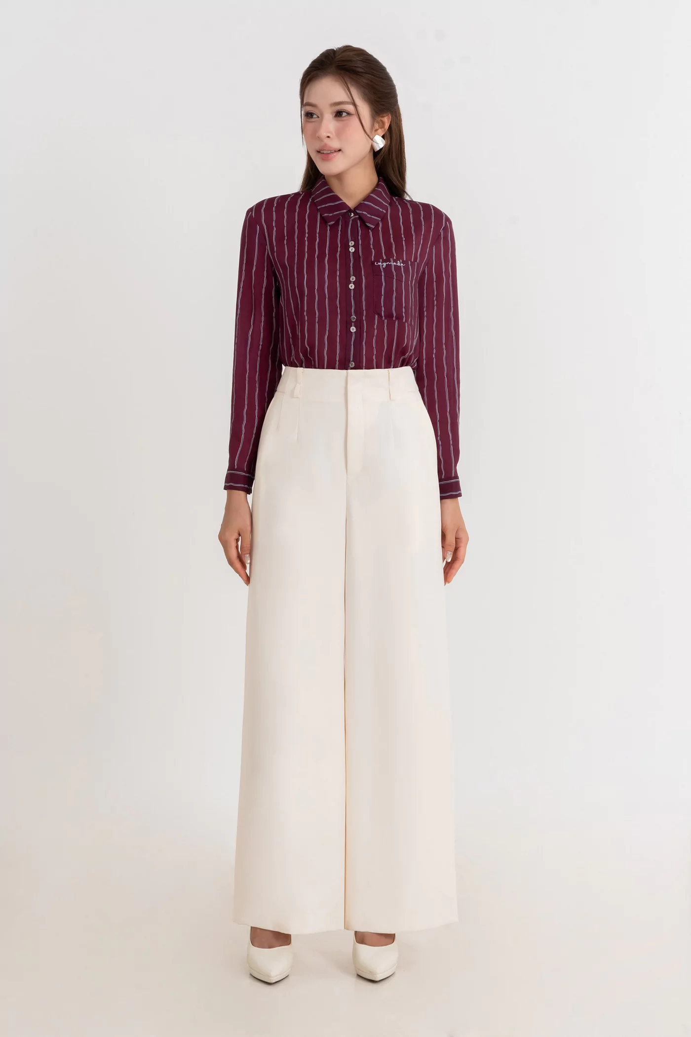 Áo sơ mi kẻ Burgundy