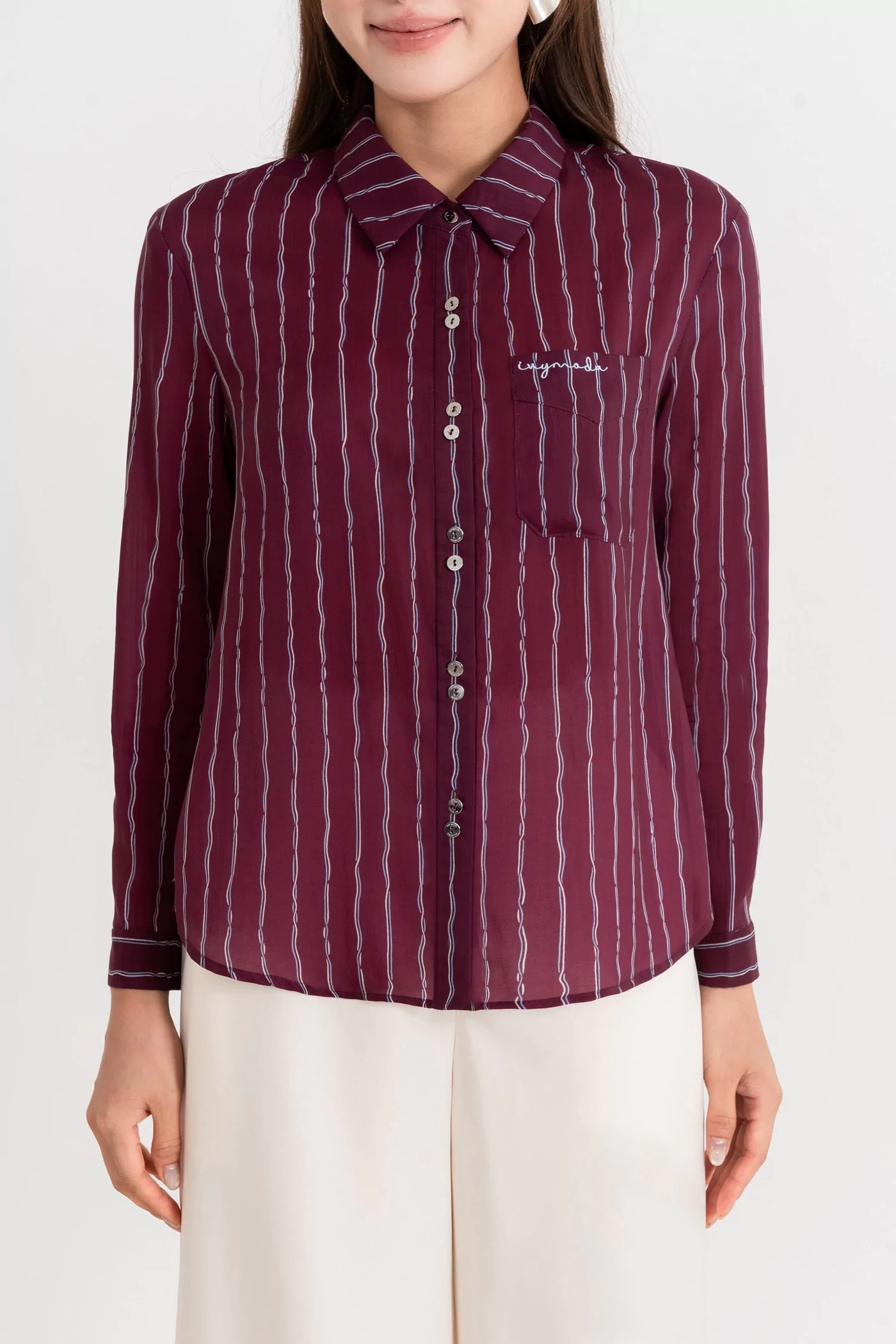 Áo sơ mi kẻ Burgundy