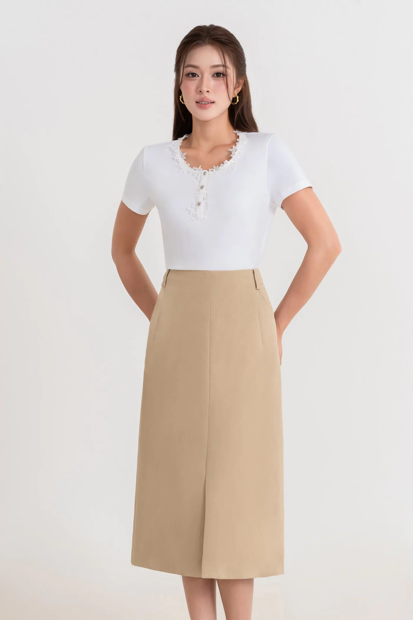 Chân váy Khaki chữ A