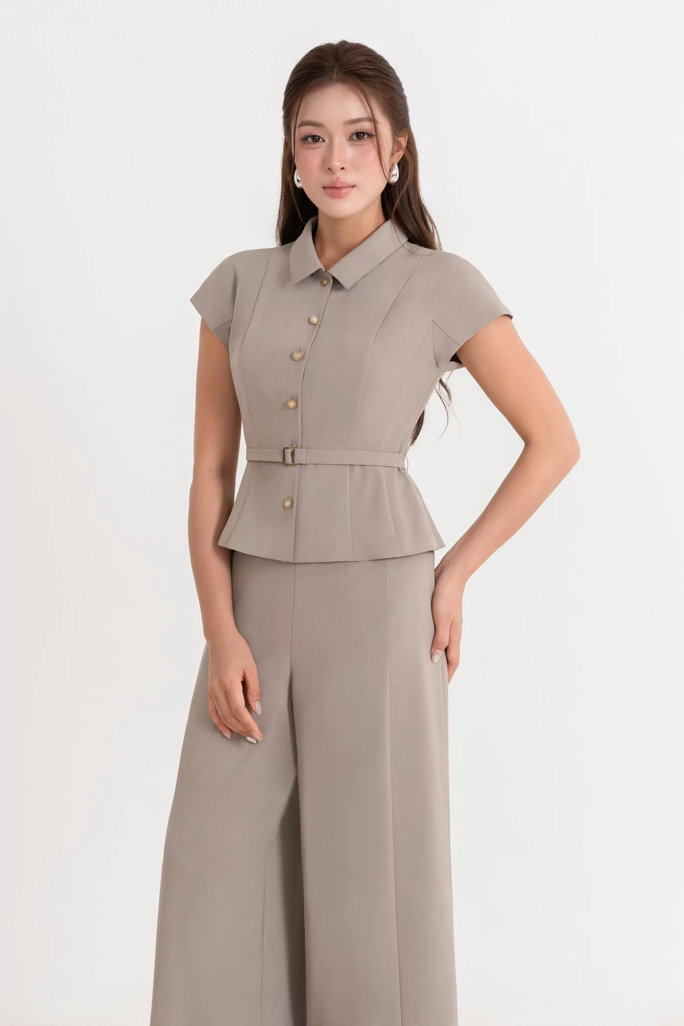Áo sơ mi cổ đức tay liền