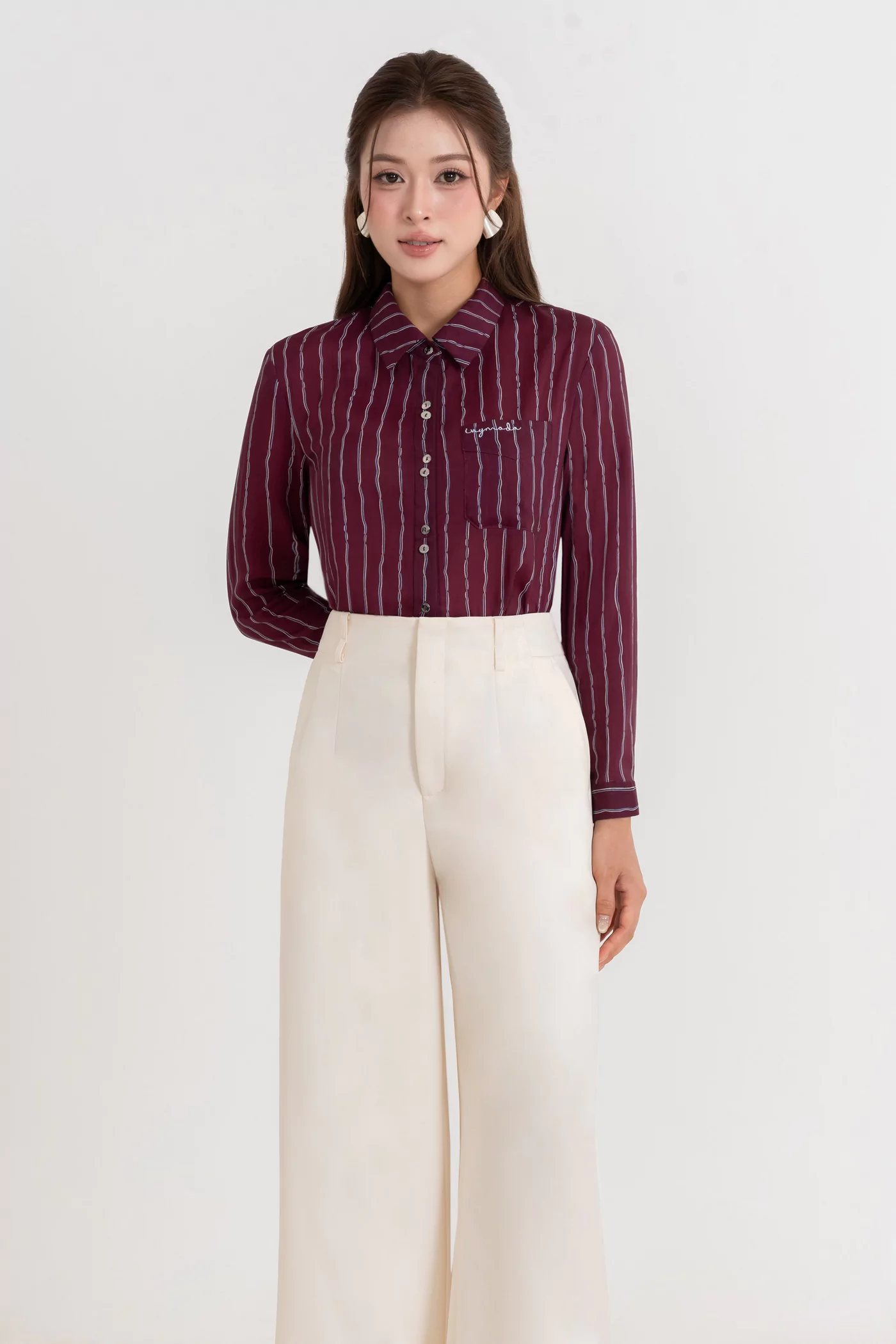 Áo sơ mi kẻ Burgundy