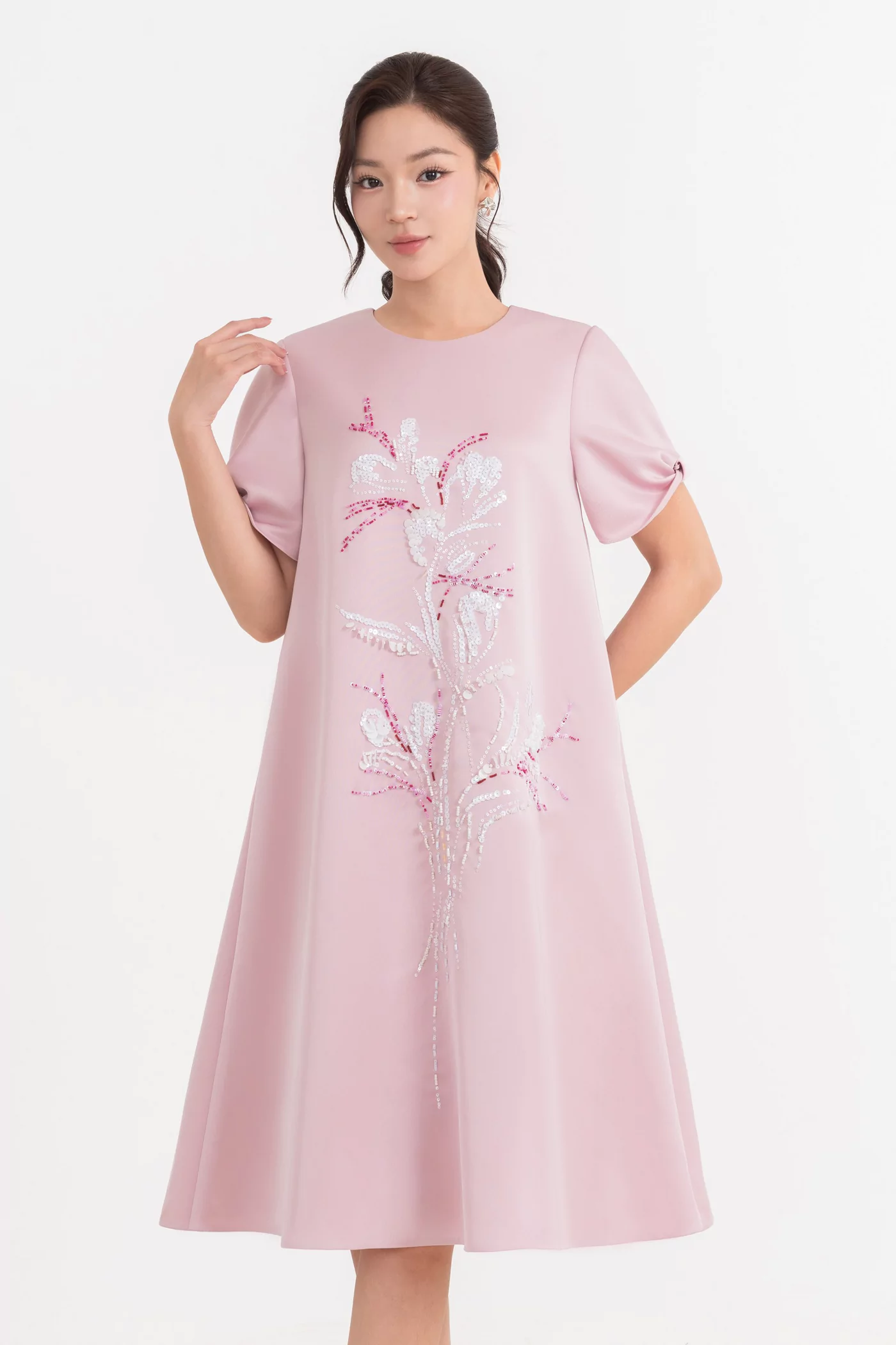 Đầm dạ hội hồng đỗ Sequin