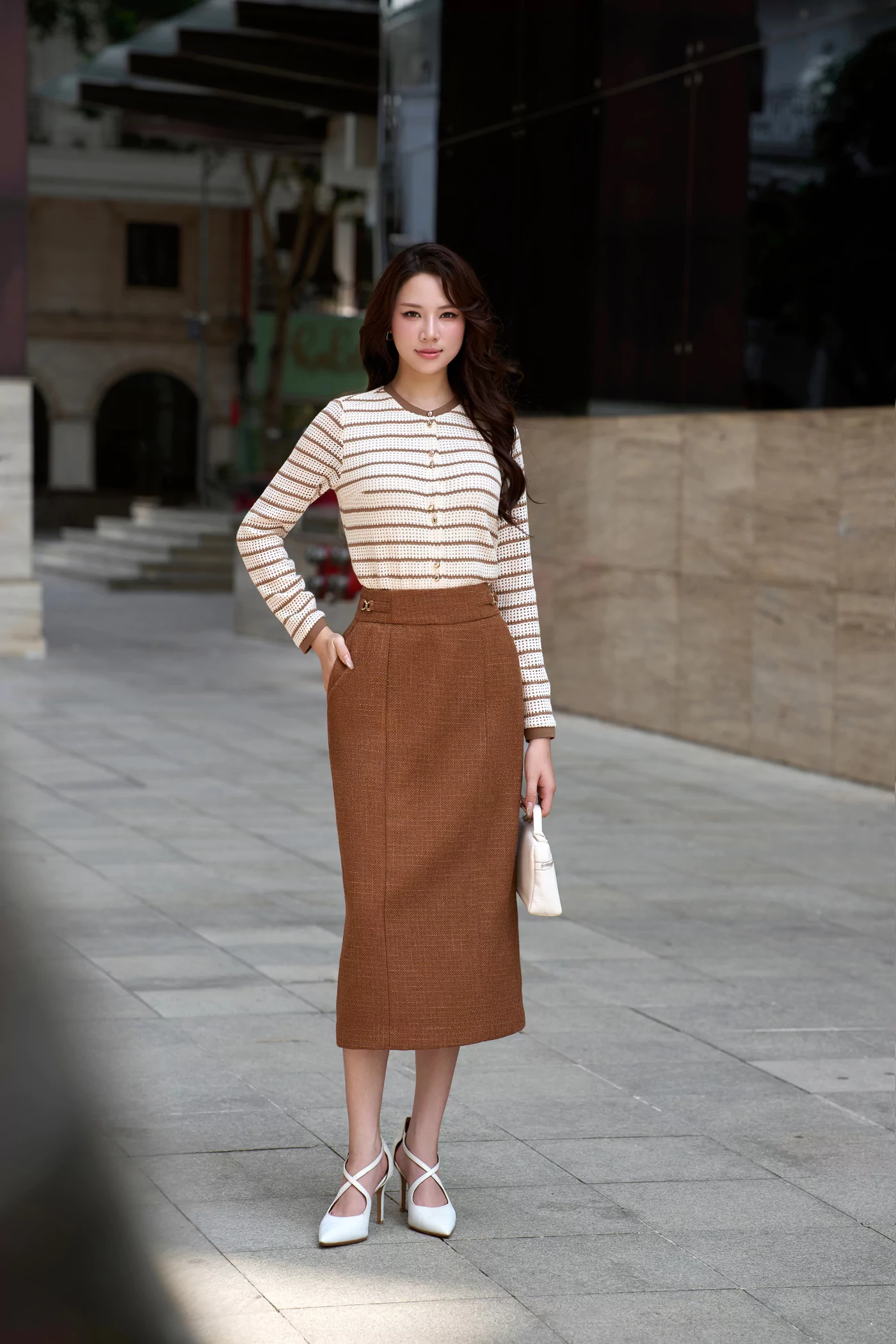 Áo len tay dài Parisian Stripe