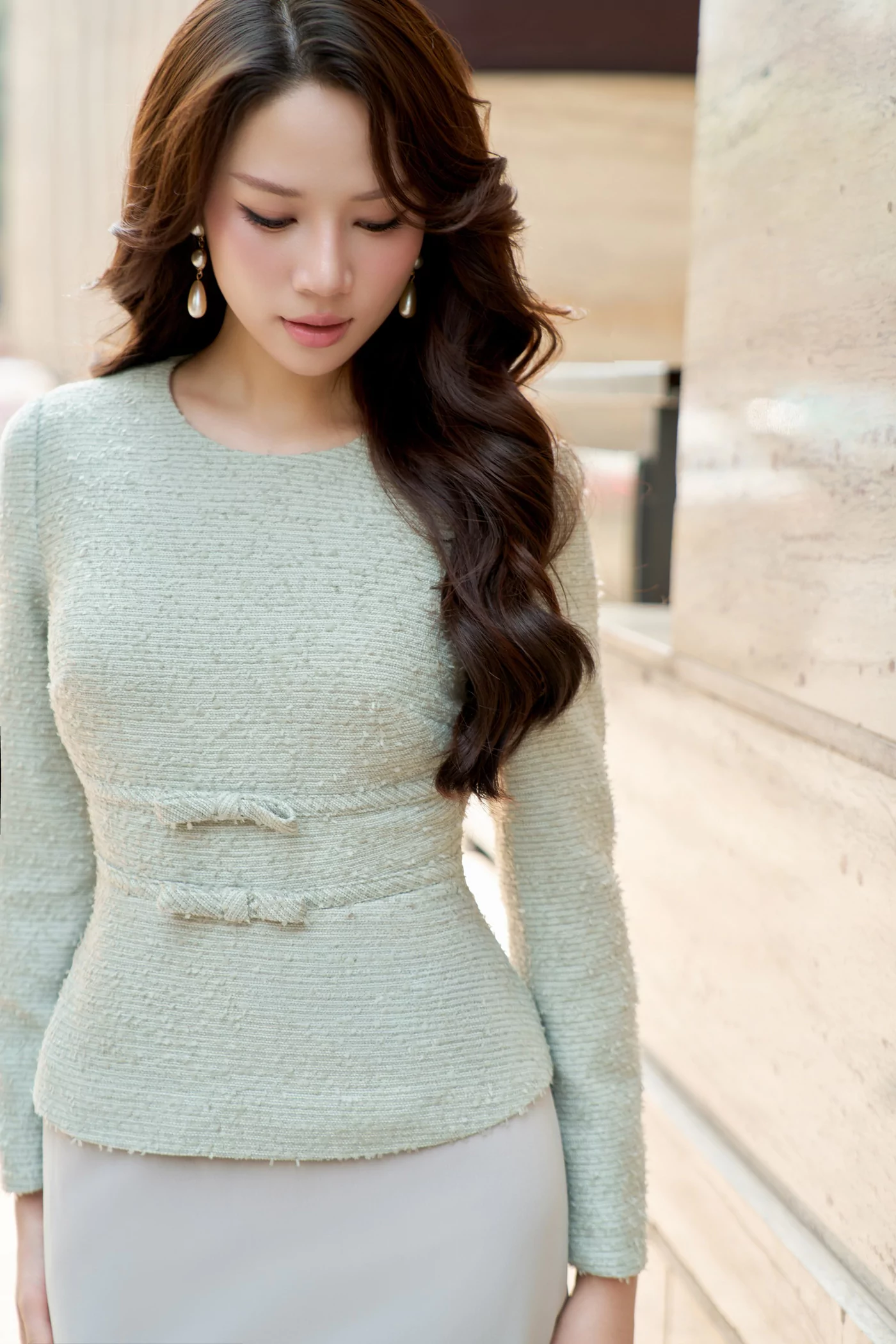 Áo Tweed Blue Poise